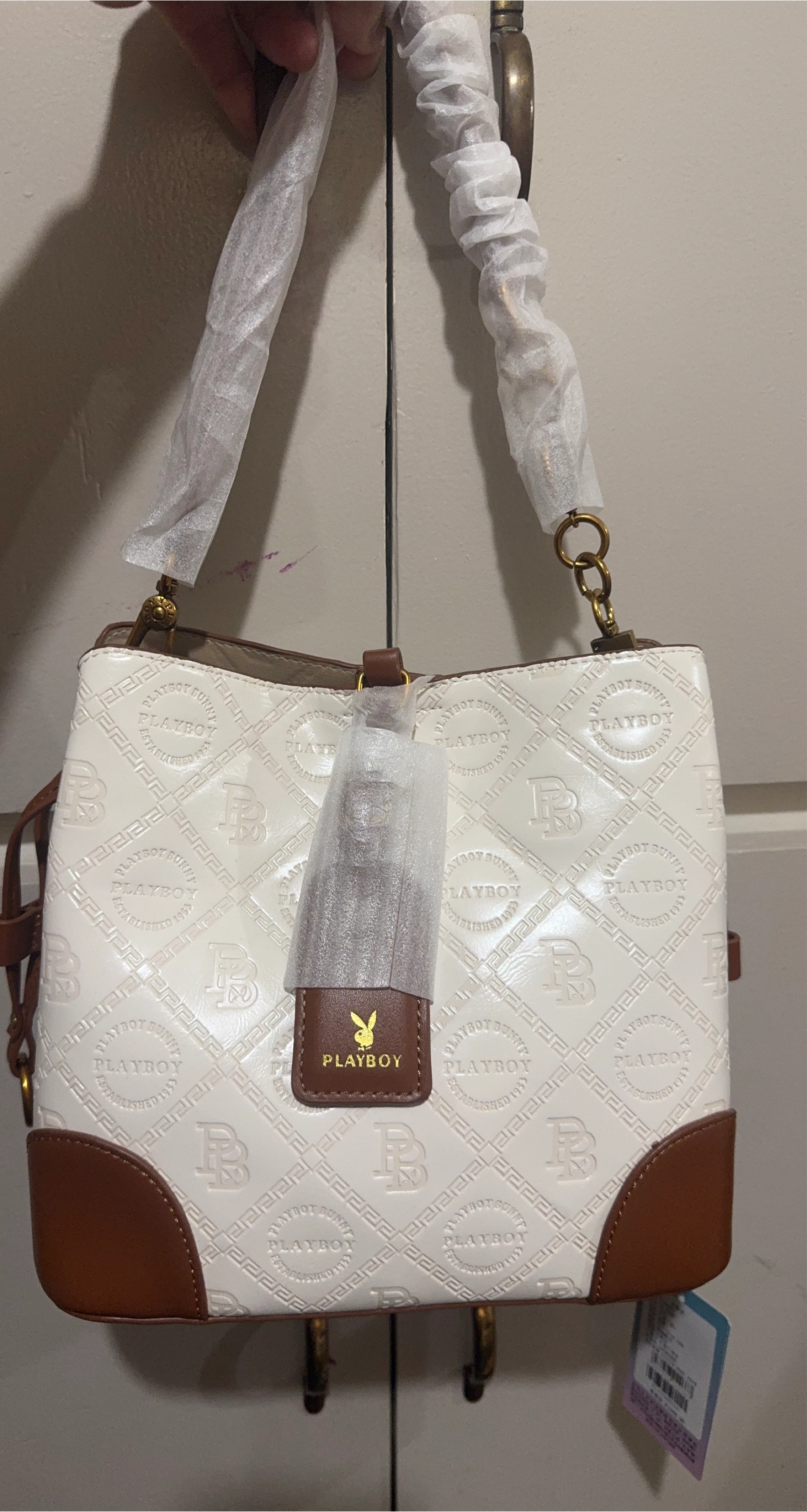 Playboy Bunny White & Brown Handbag