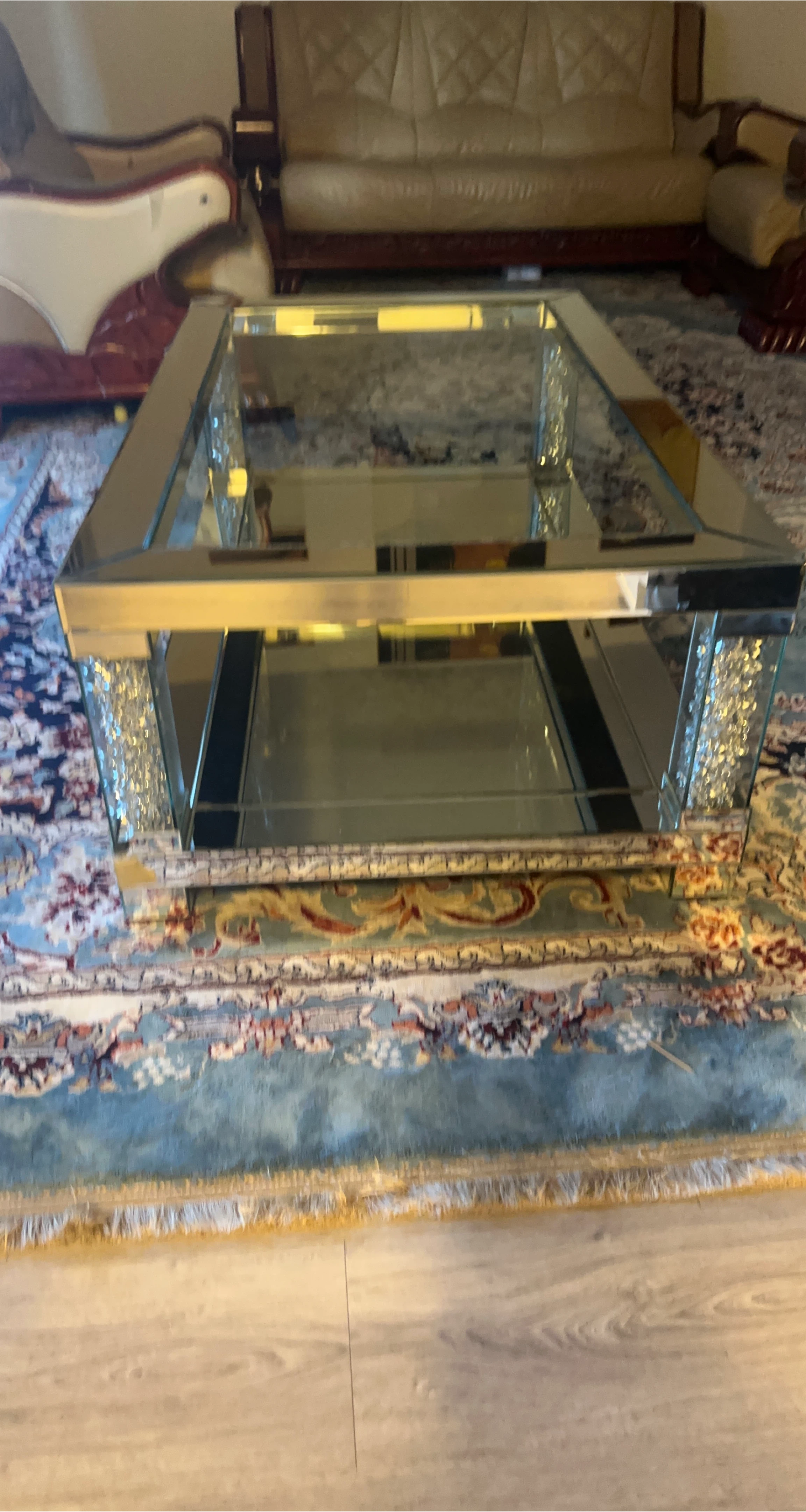 Mirrored Coffee Table with Crushed Diamonds