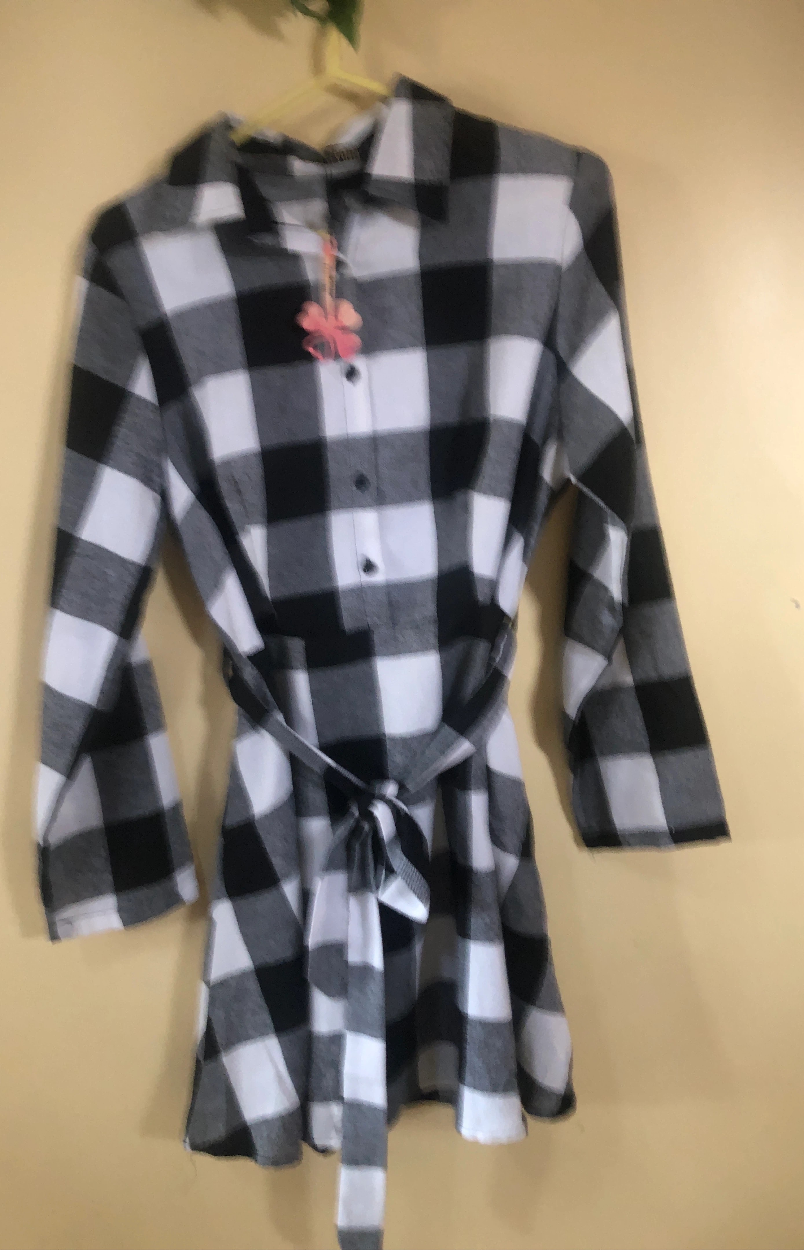 Black & White Plaid Dress with Belt