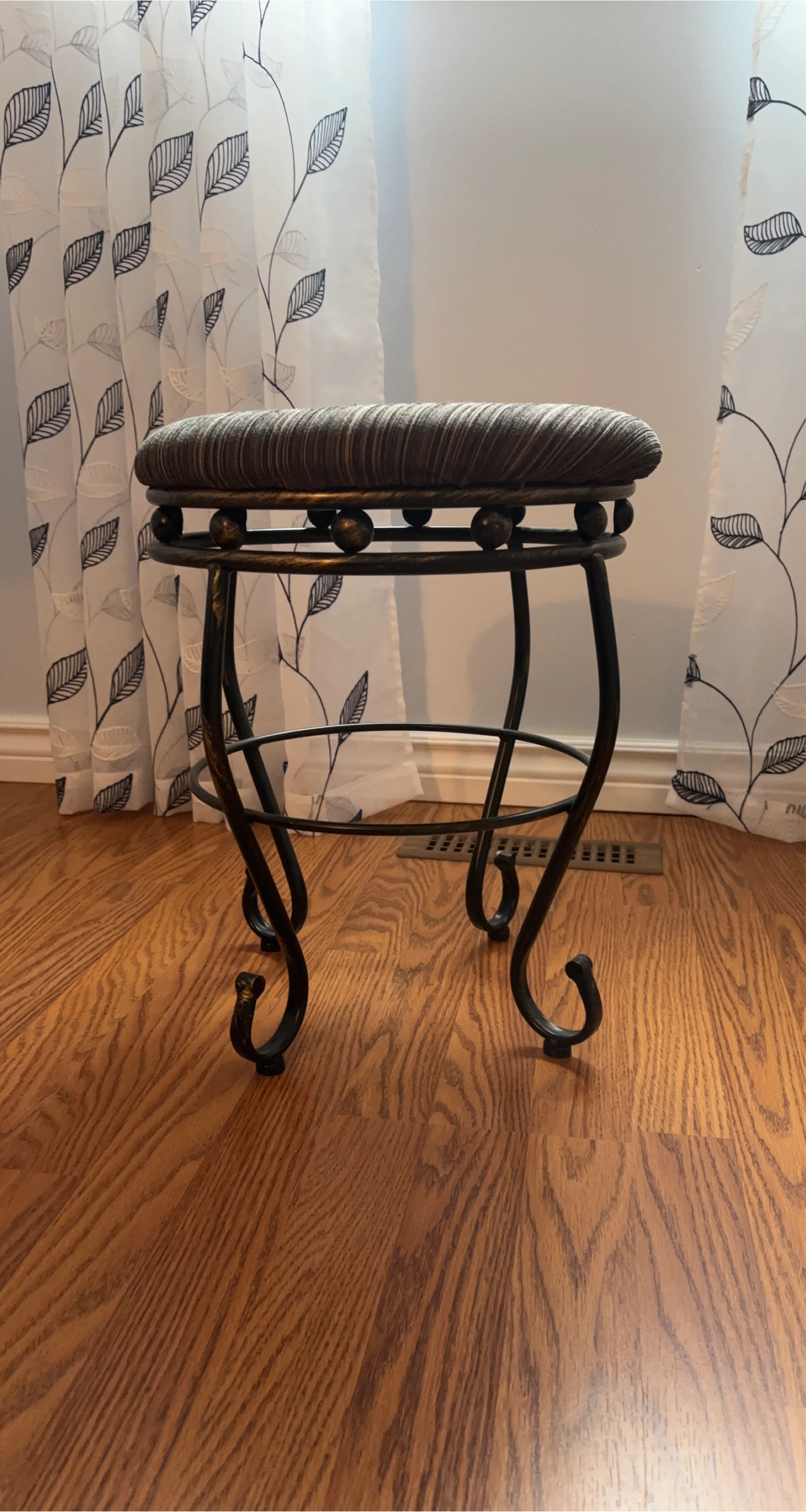 Striped Upholstered Stool