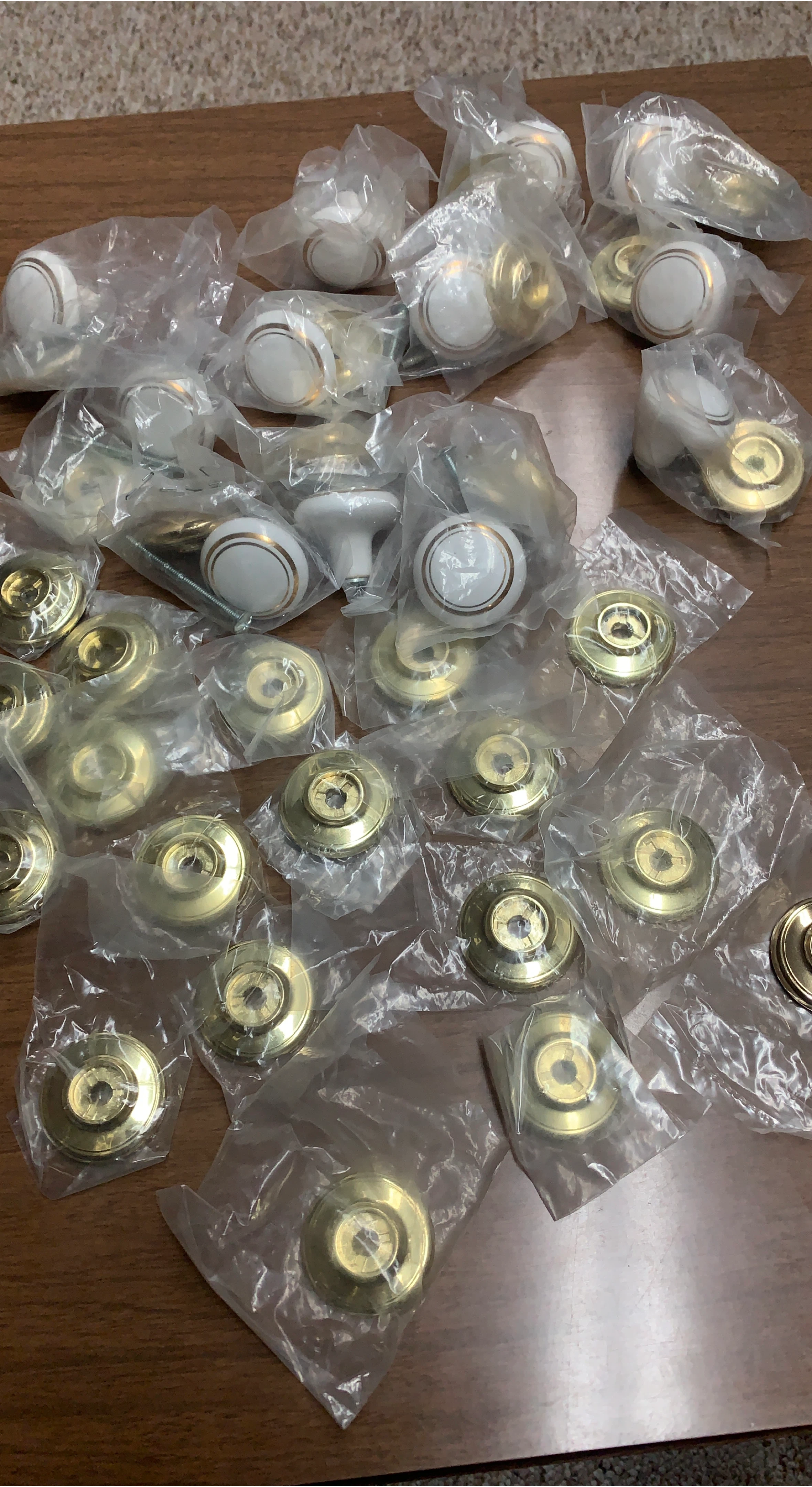 Cabinet Knobs - White & Gold