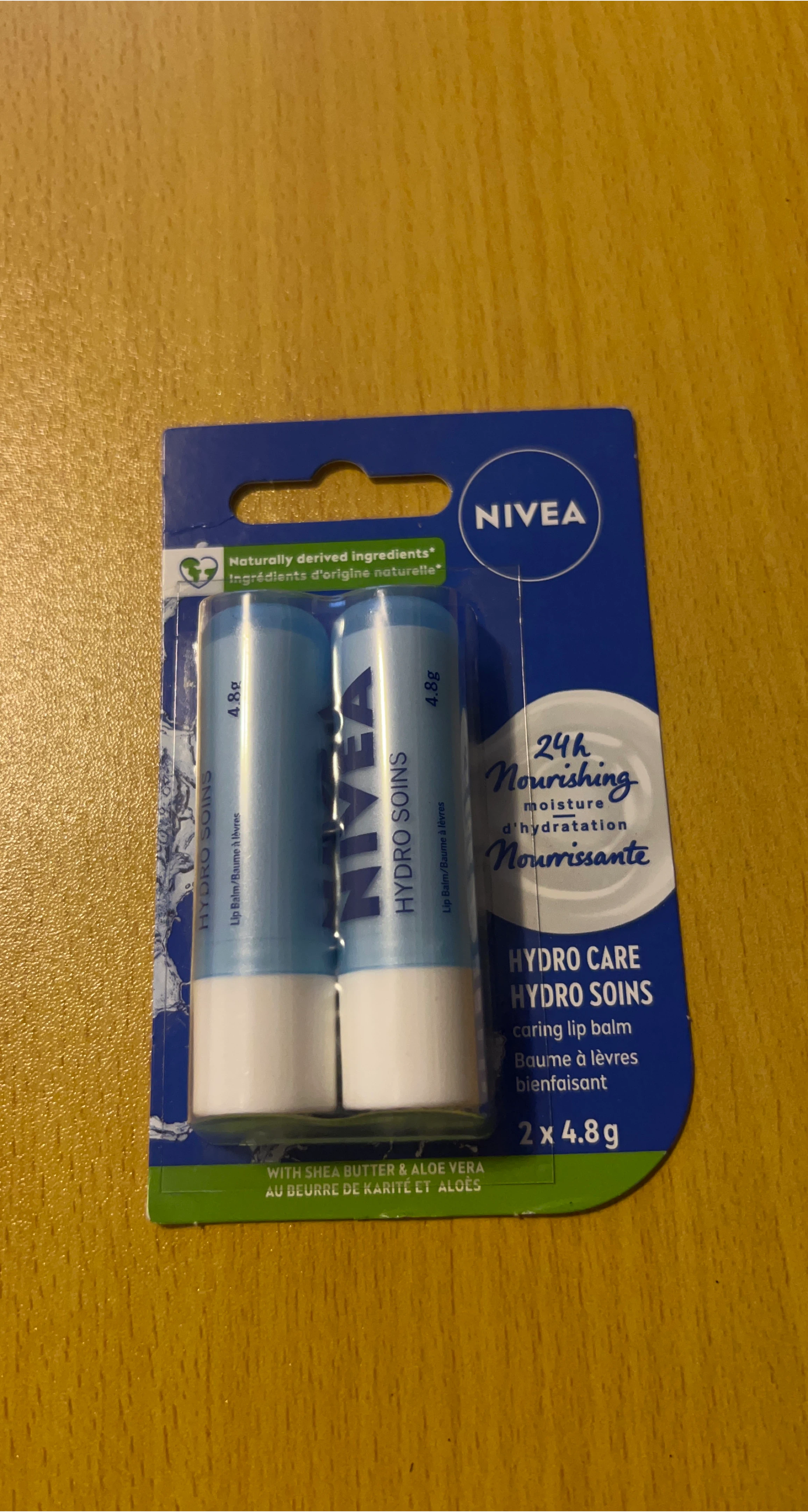 New Nivea Hydro Care Lip Balm 2x4.8g