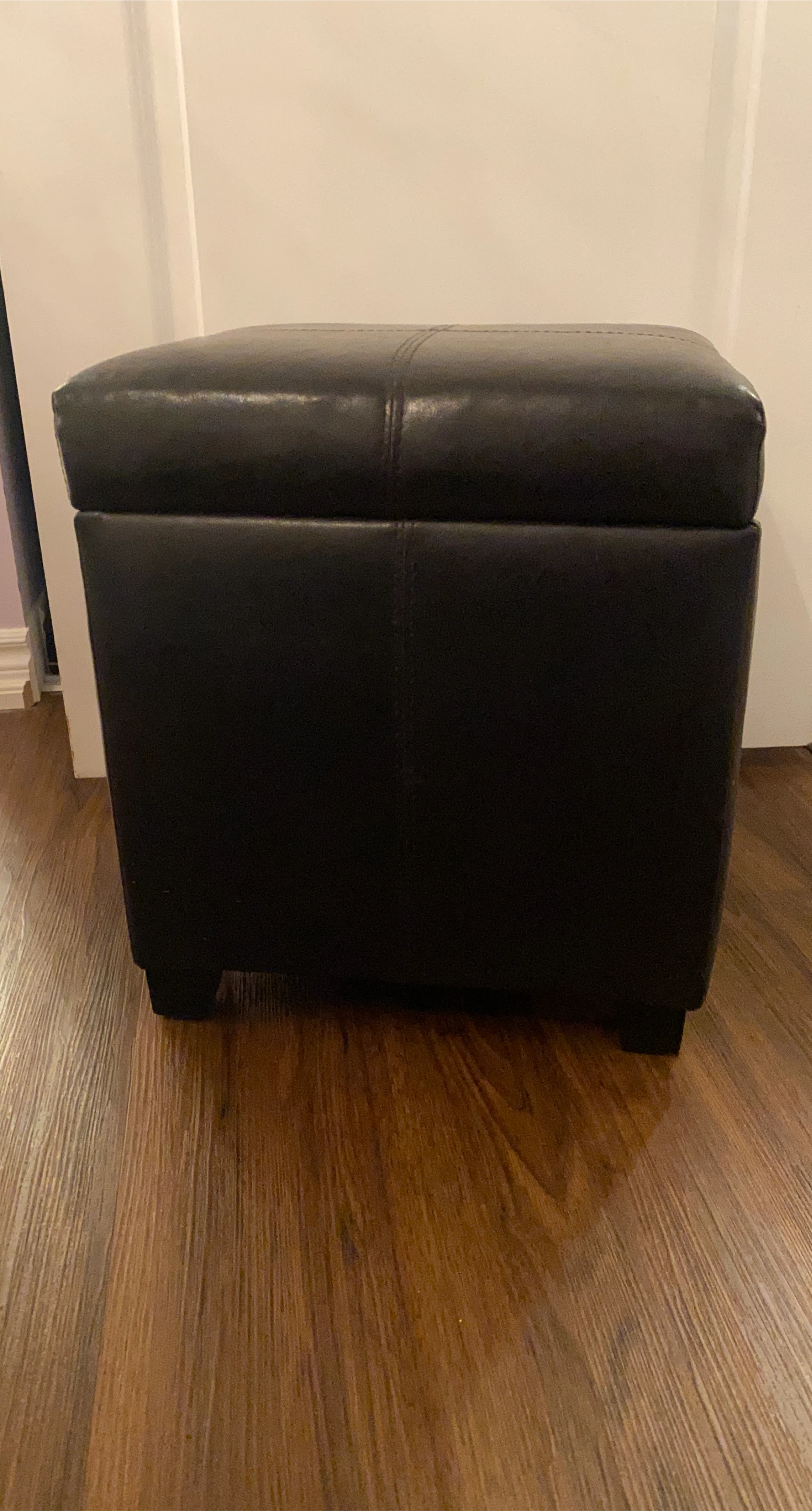 Black Faux Leather Storage Ottoman 🥕