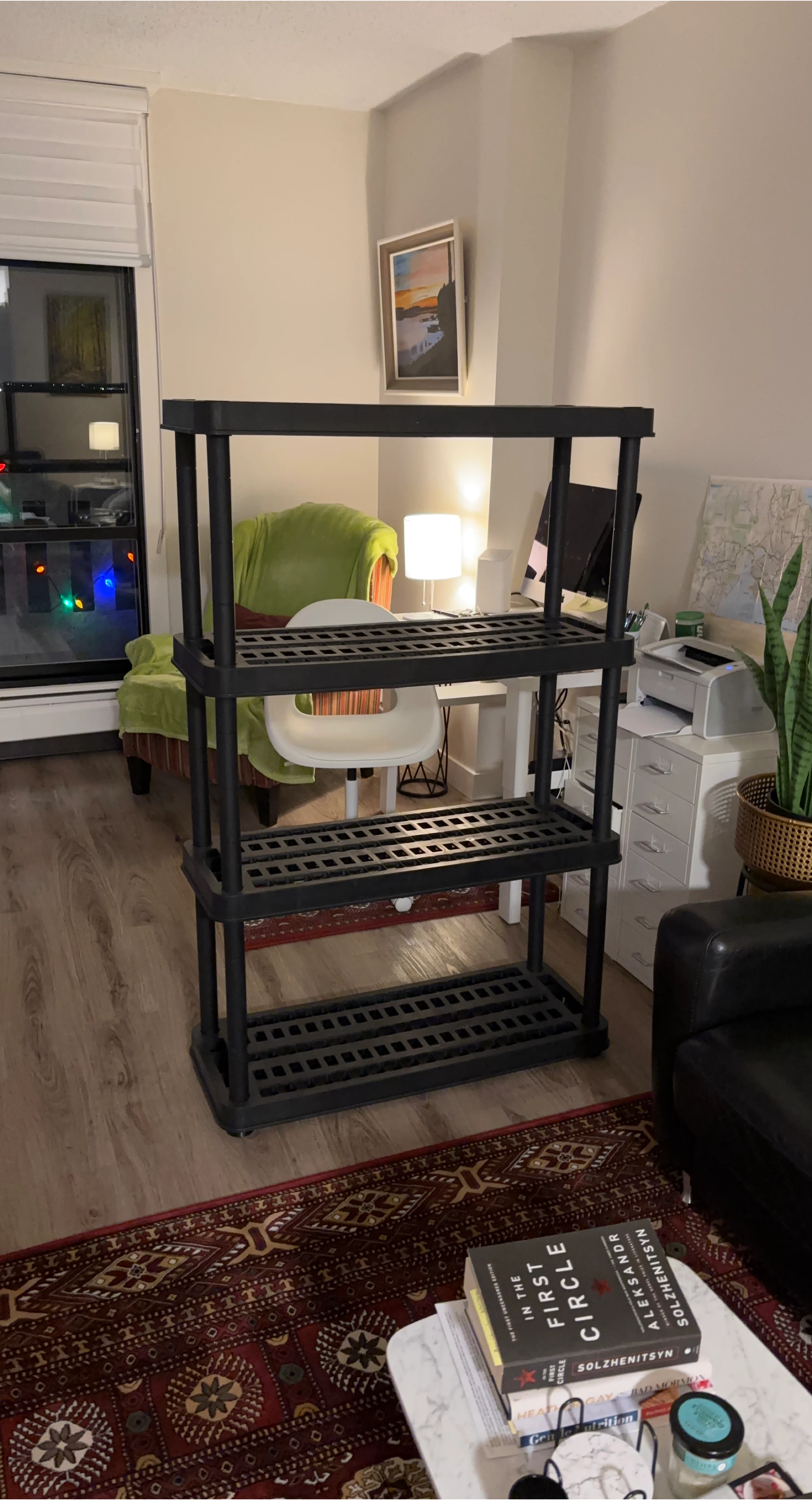 Black 4-Tier Plastic Shelf
