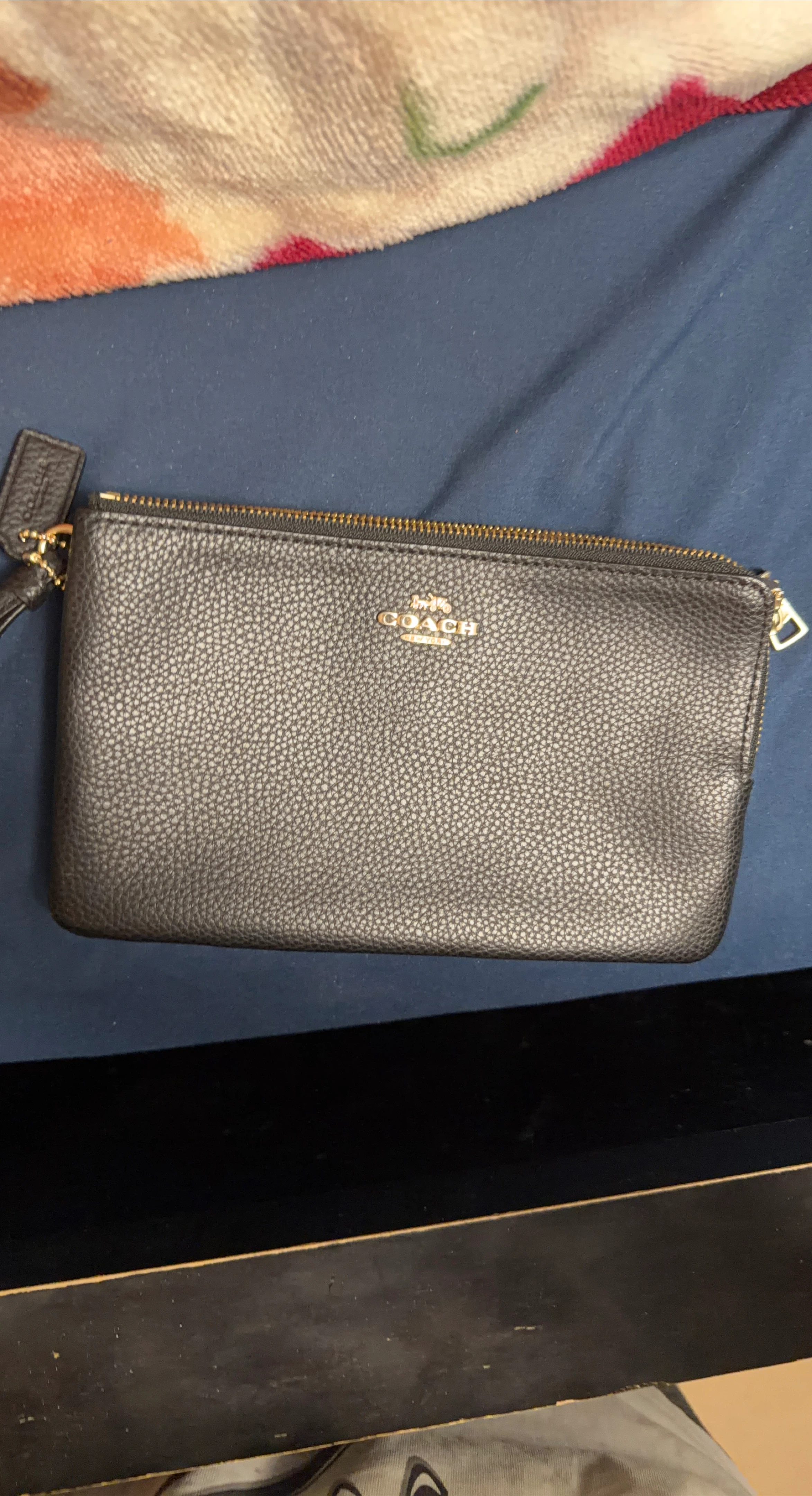 Coach Black Leather Wristlet