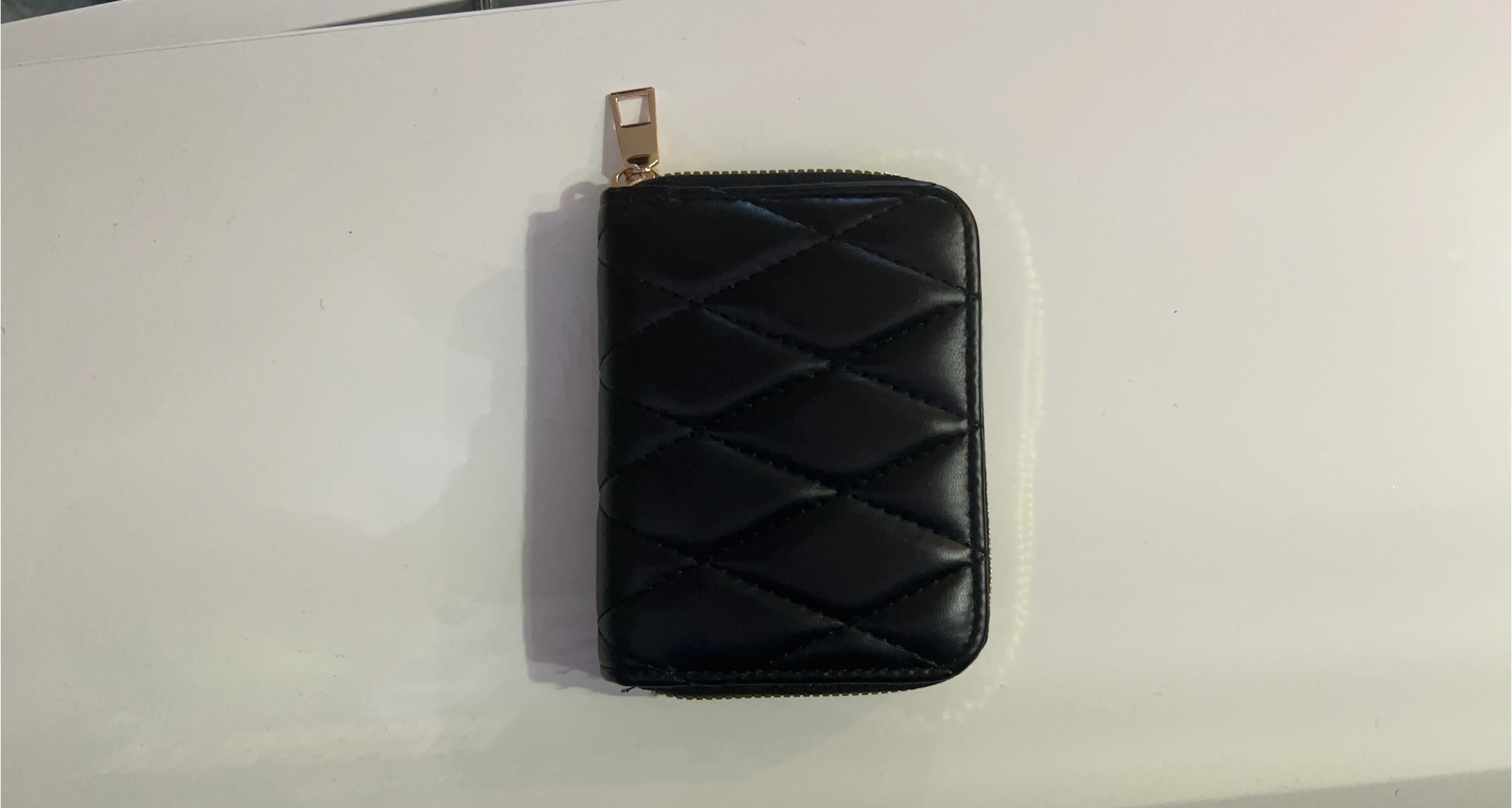 Black Quilted Card Holder Wallet