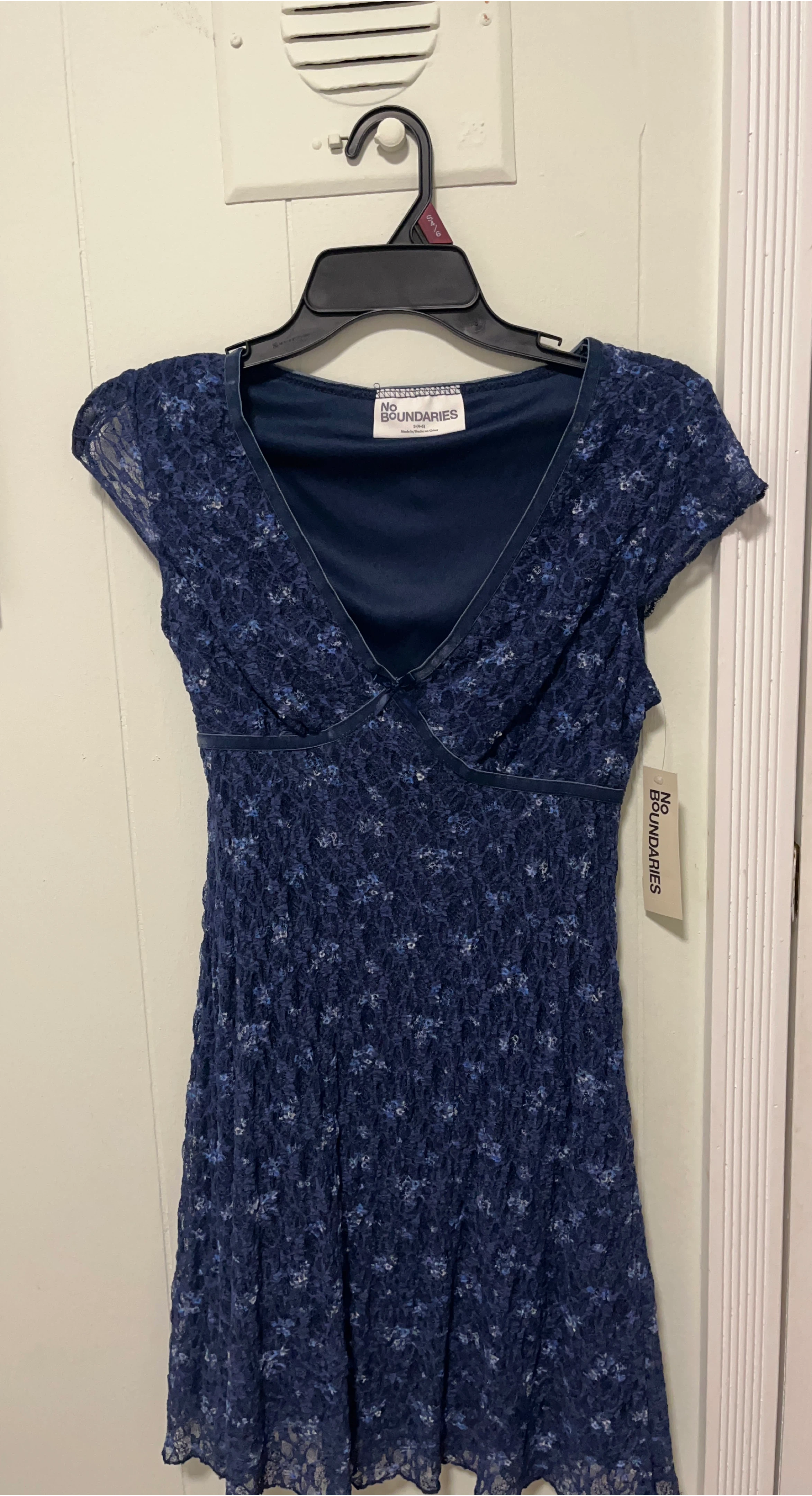 No Boundaries Blue Lace Dress