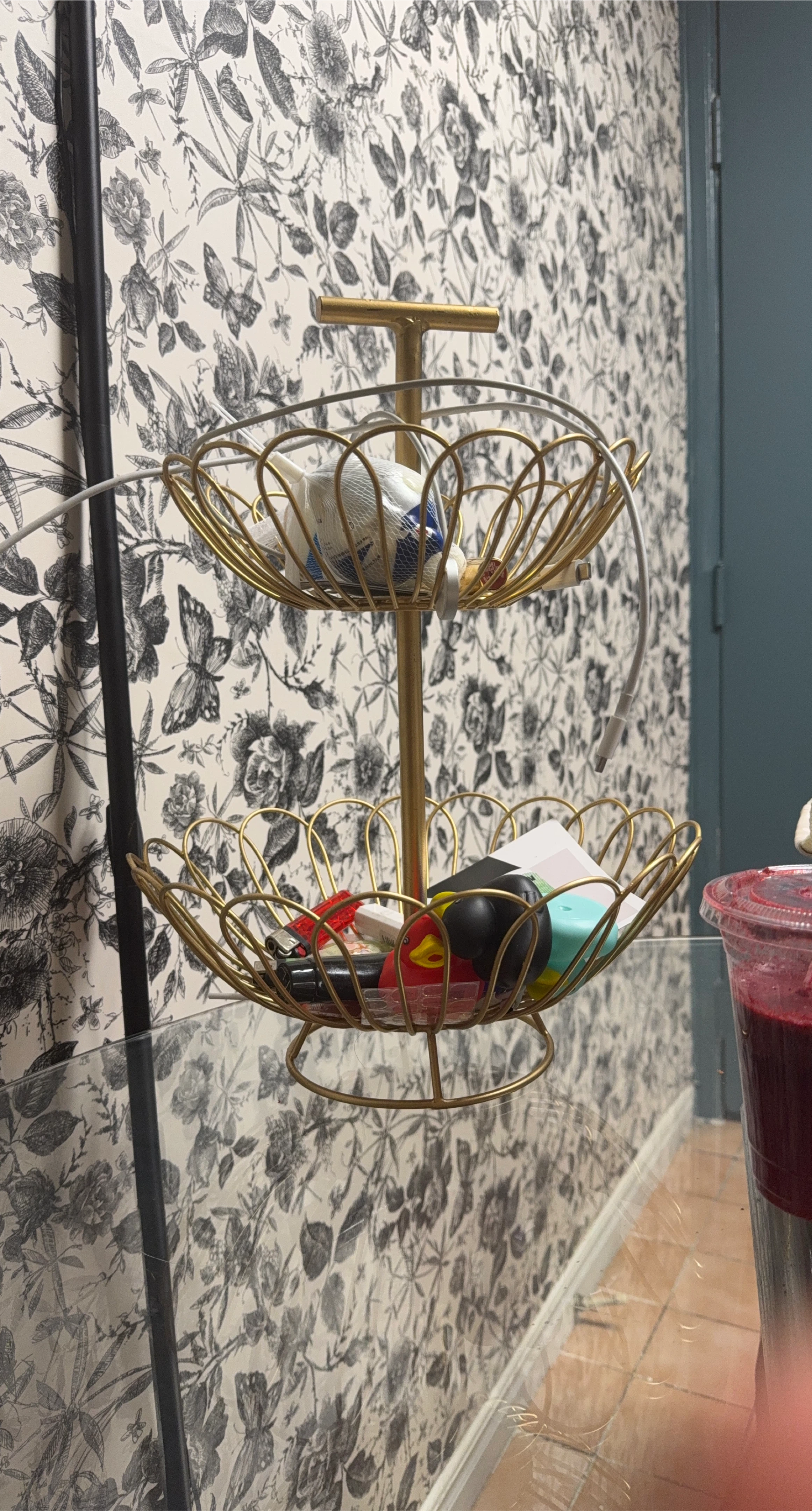Gold 2-Tier Decorative Fruit Basket