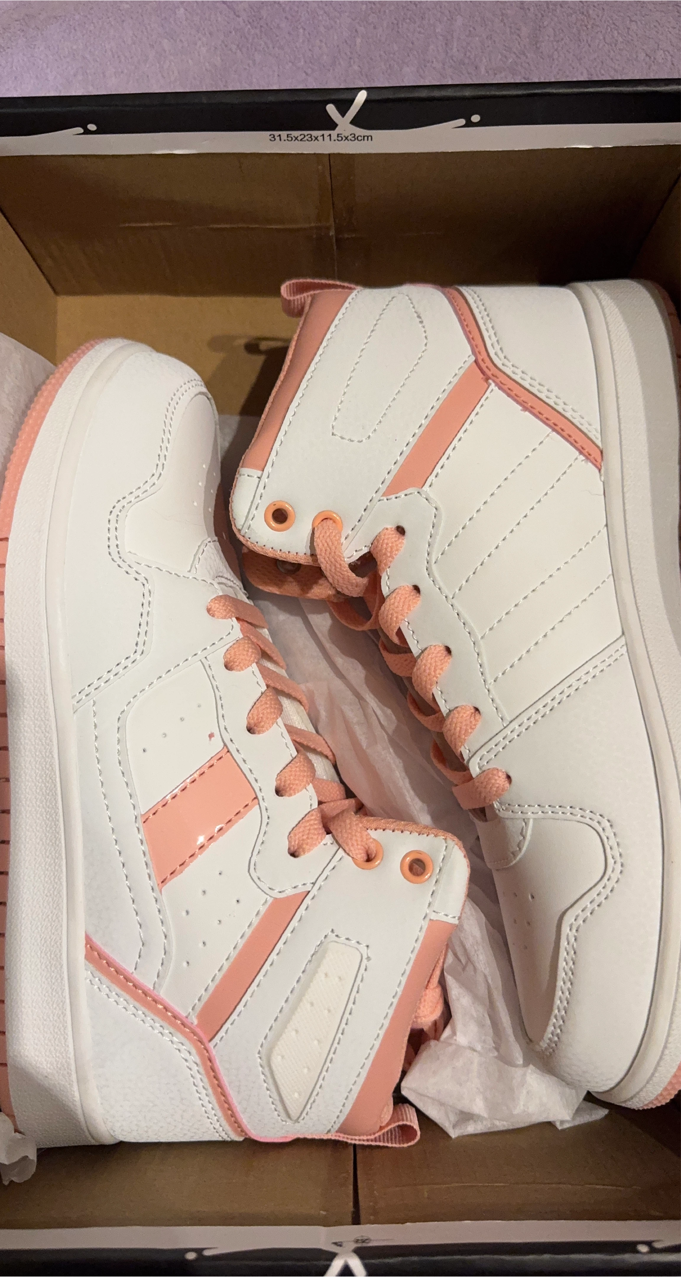 White & Pink High Top Sneakers size 4 kids