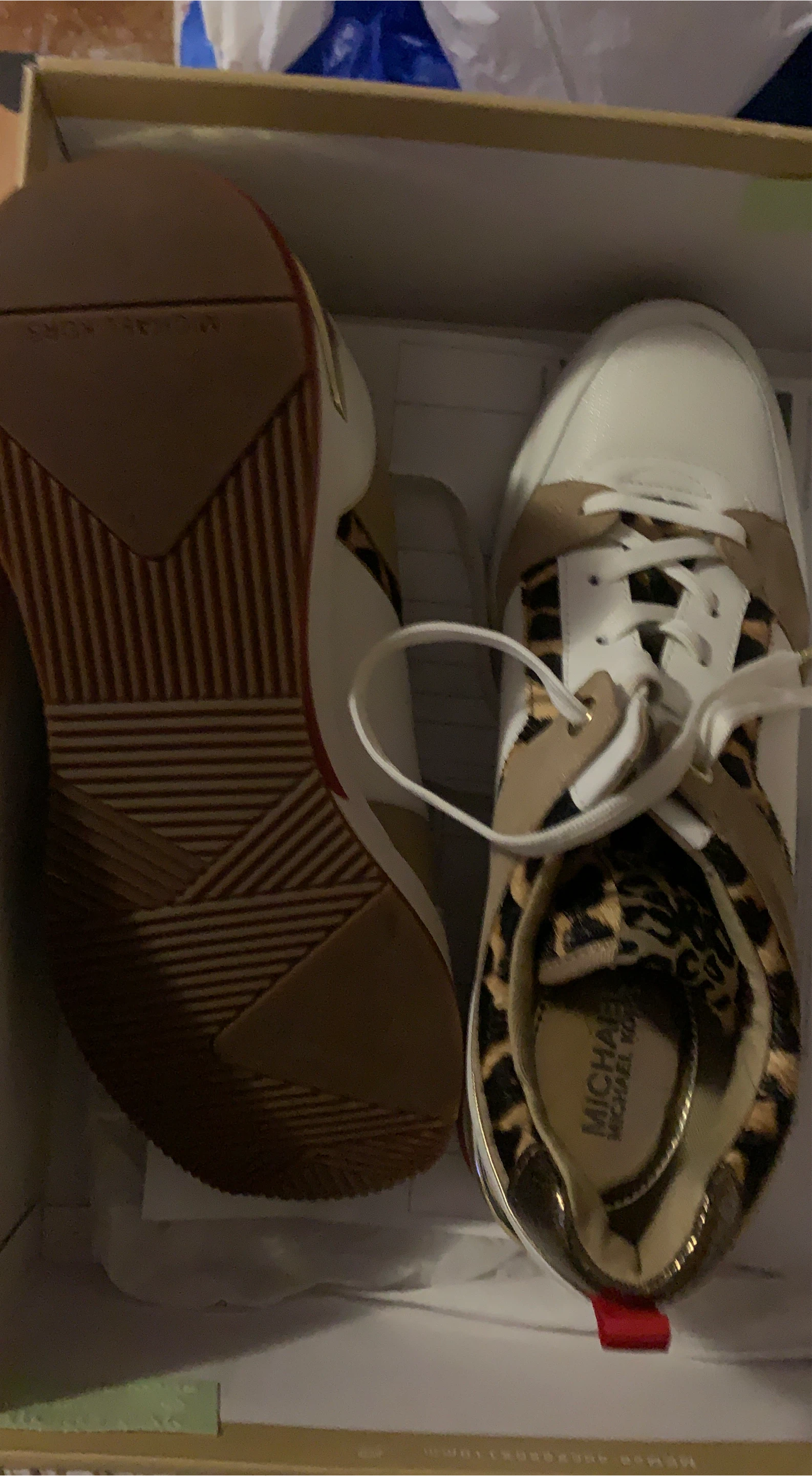 Michael Kors White/Leopard Print Sneakers