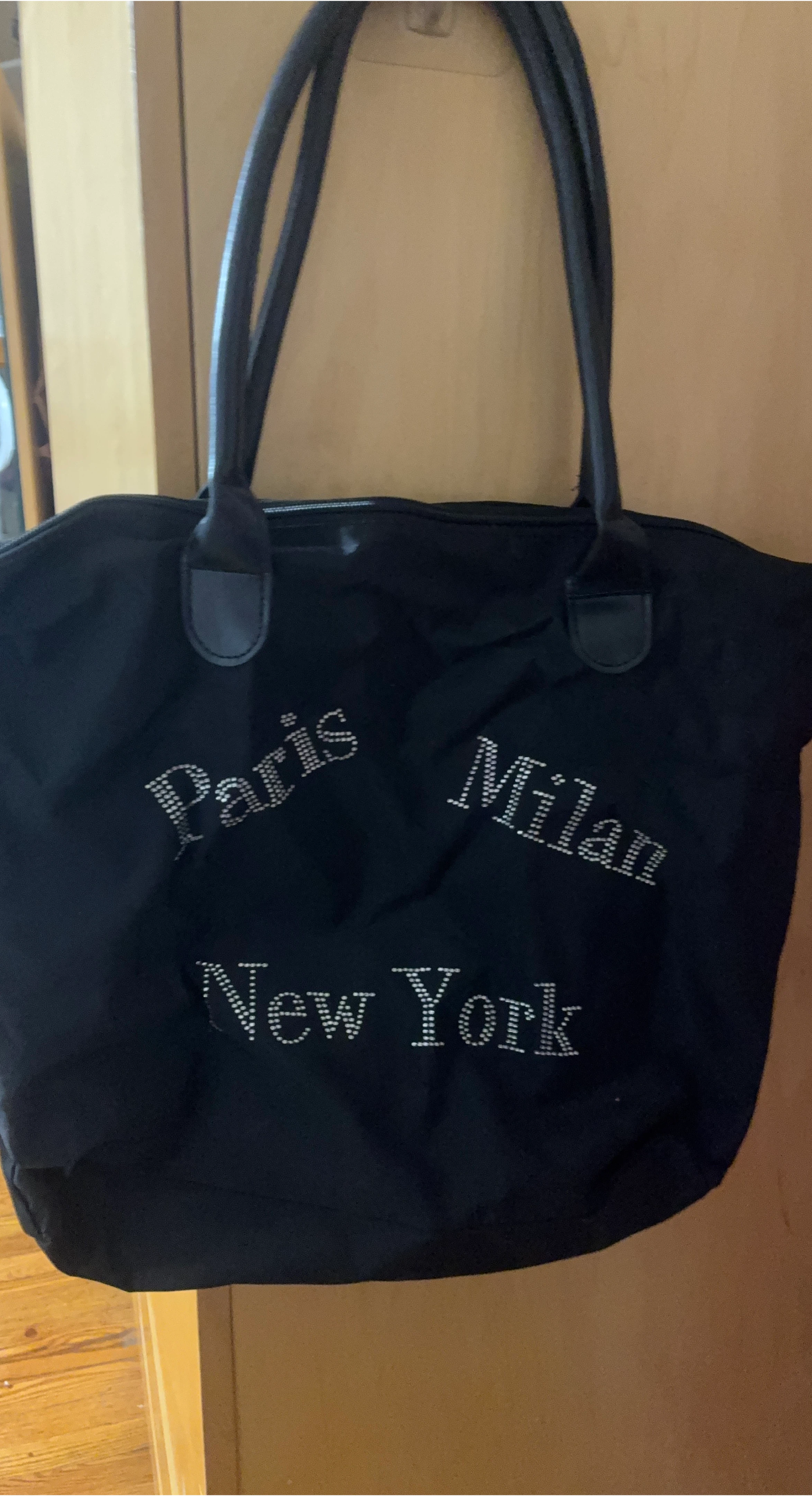 Black Tote Bag - Paris, Milan, New York