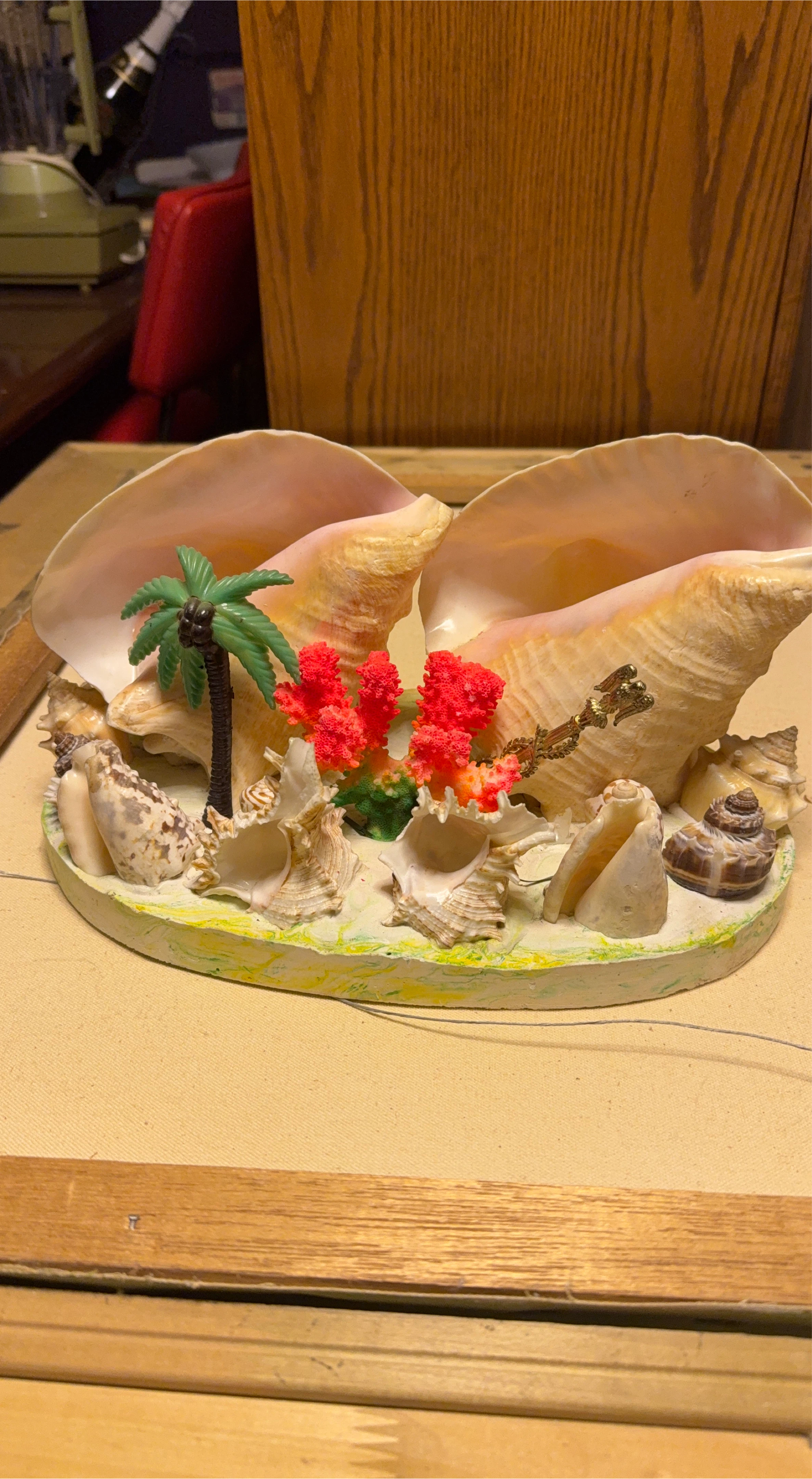 Seashell Diorama with Palm Tree