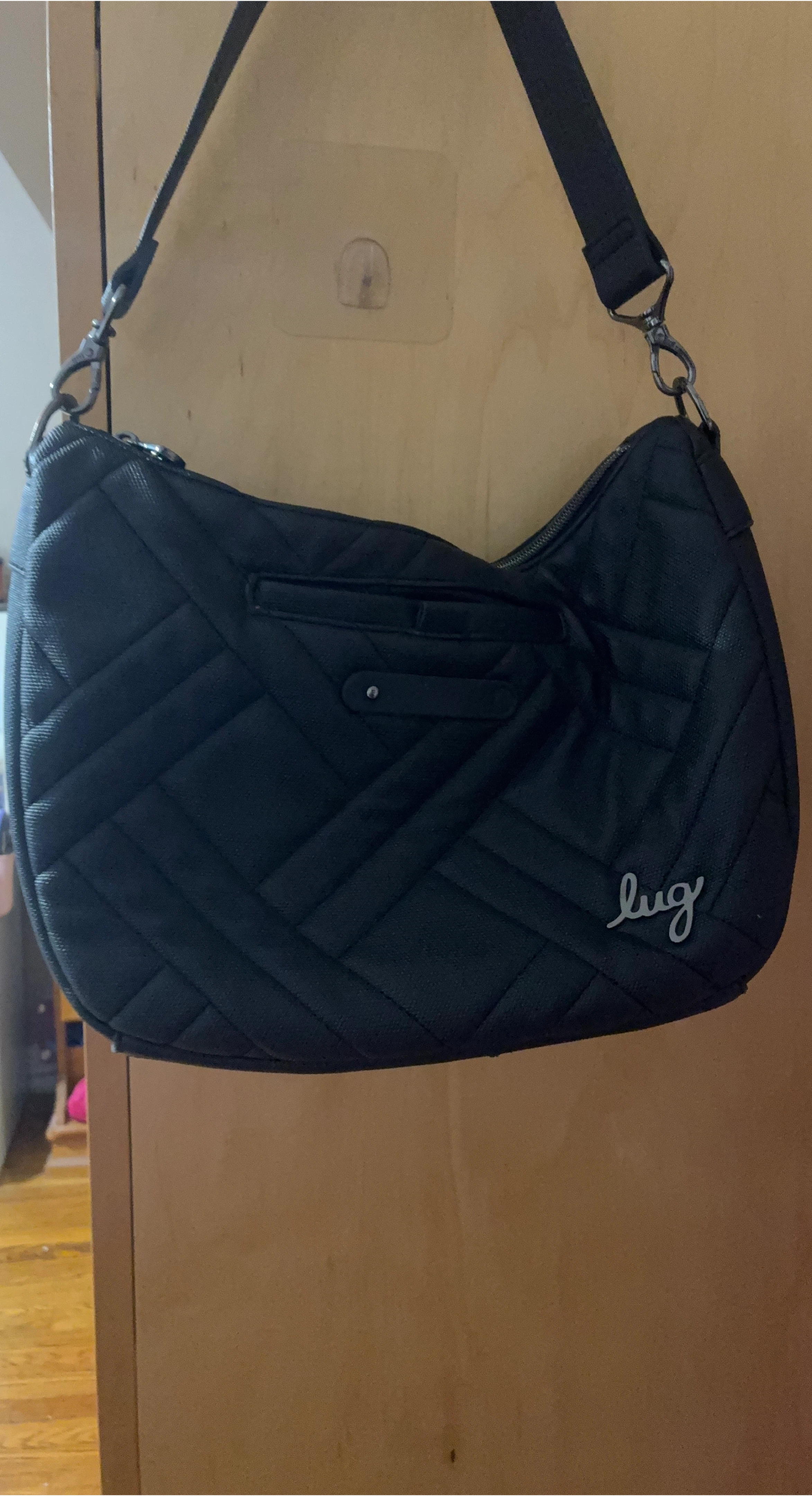 Lug Black Quilted Shoulder Bag
