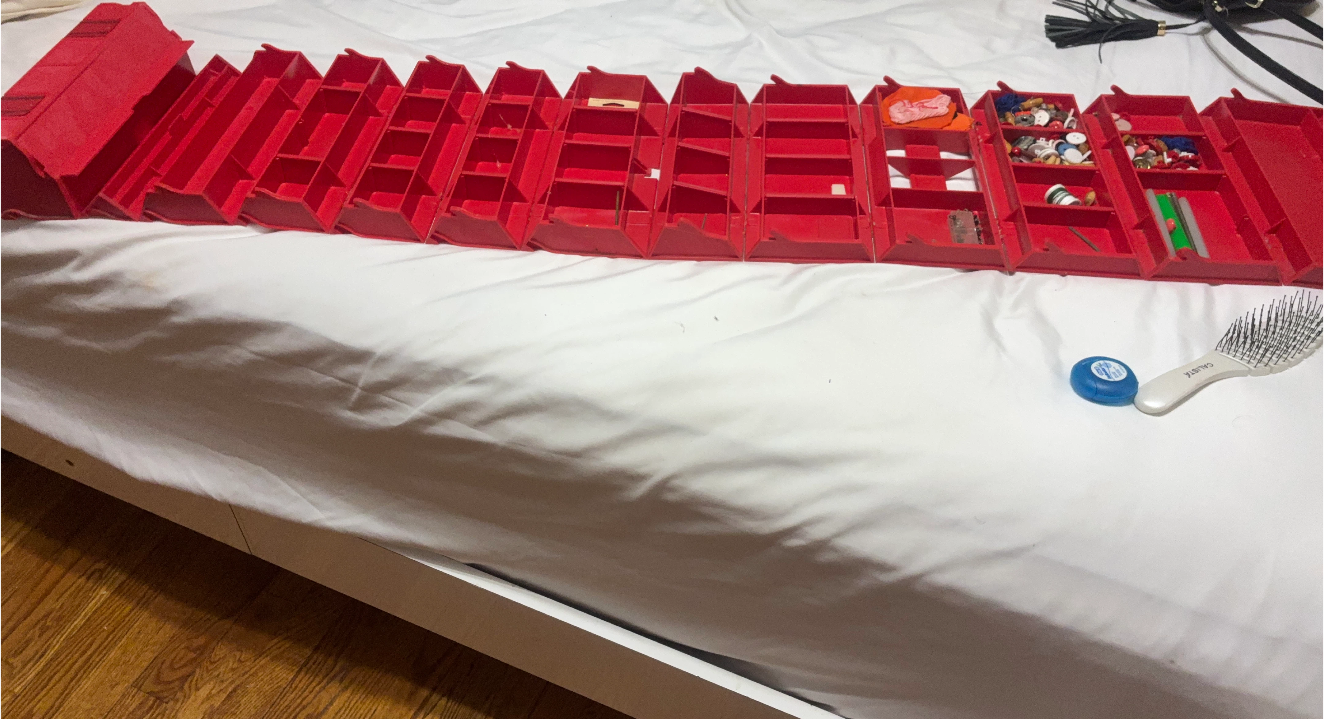 Red Accordion Sewing Box