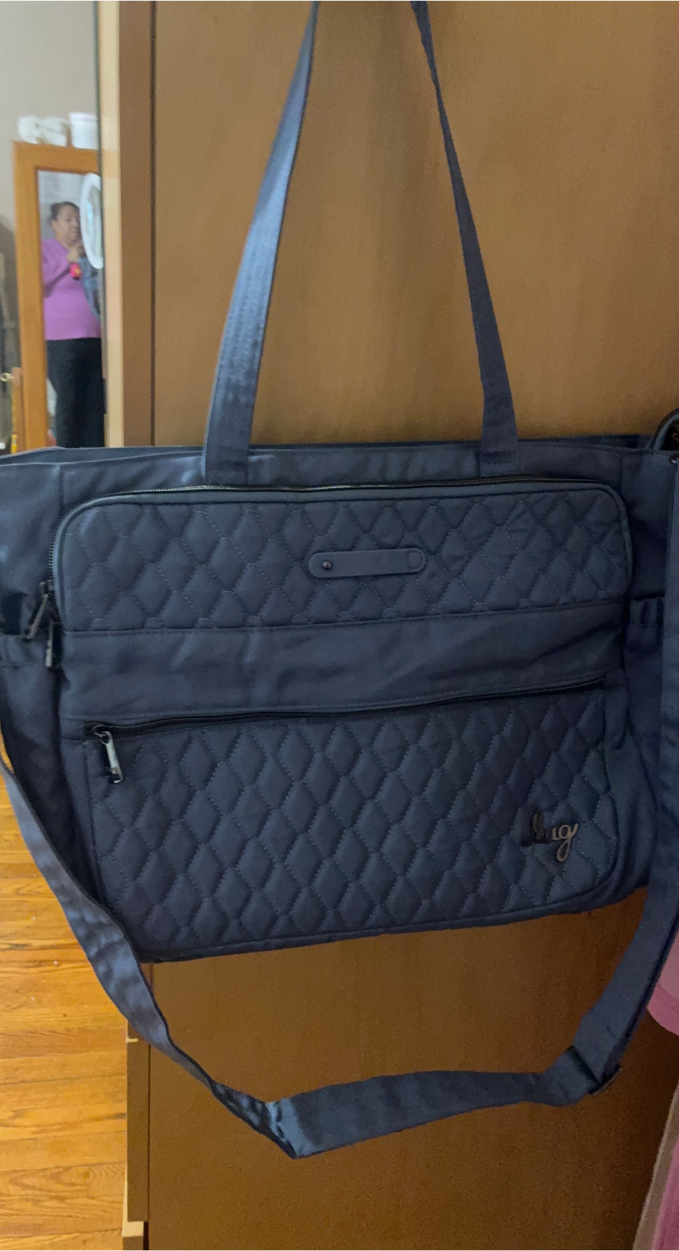 Lug Quilted Navy Blue Tote Bag