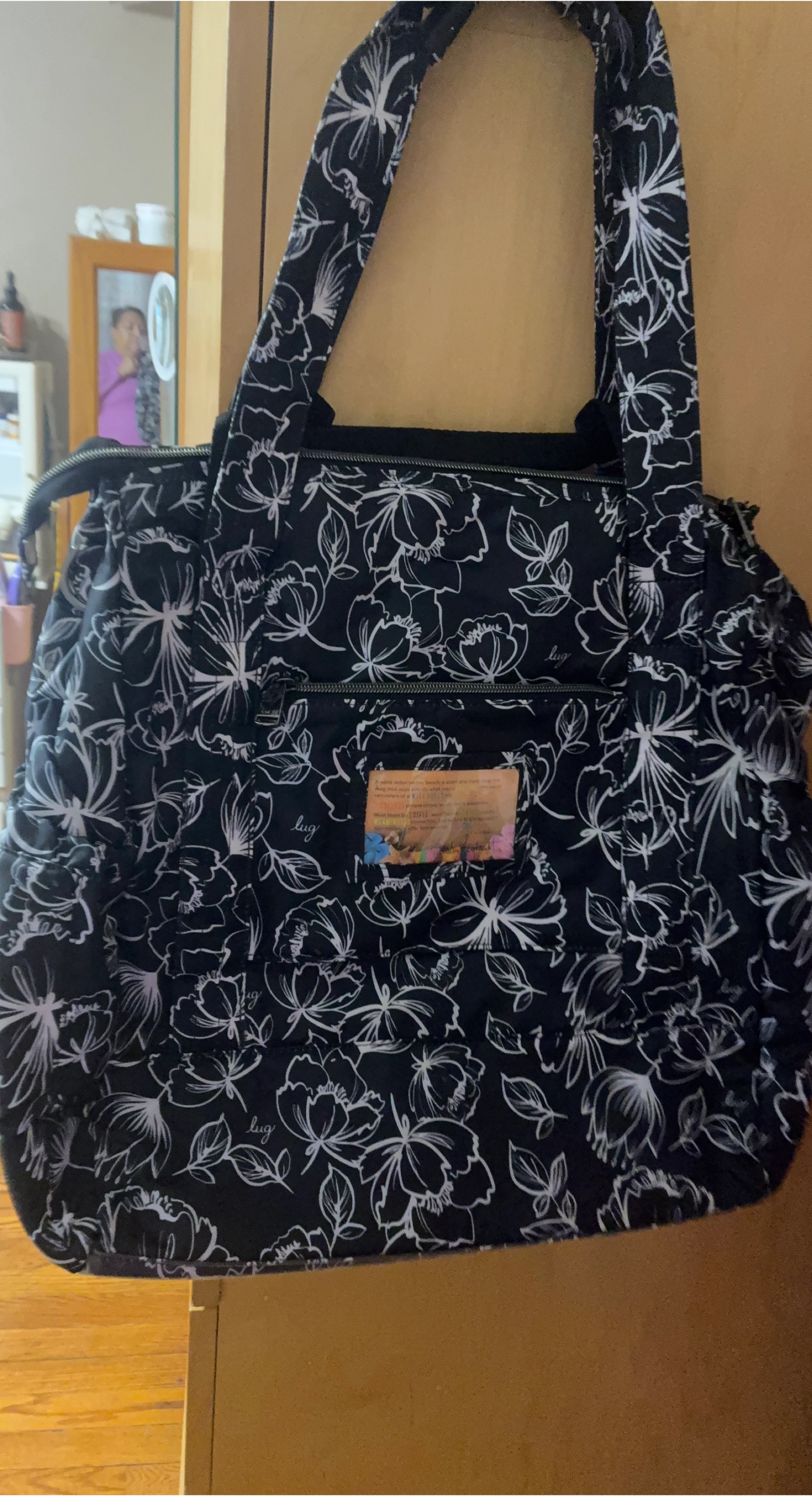 Lug Black Floral Print Tote Bag