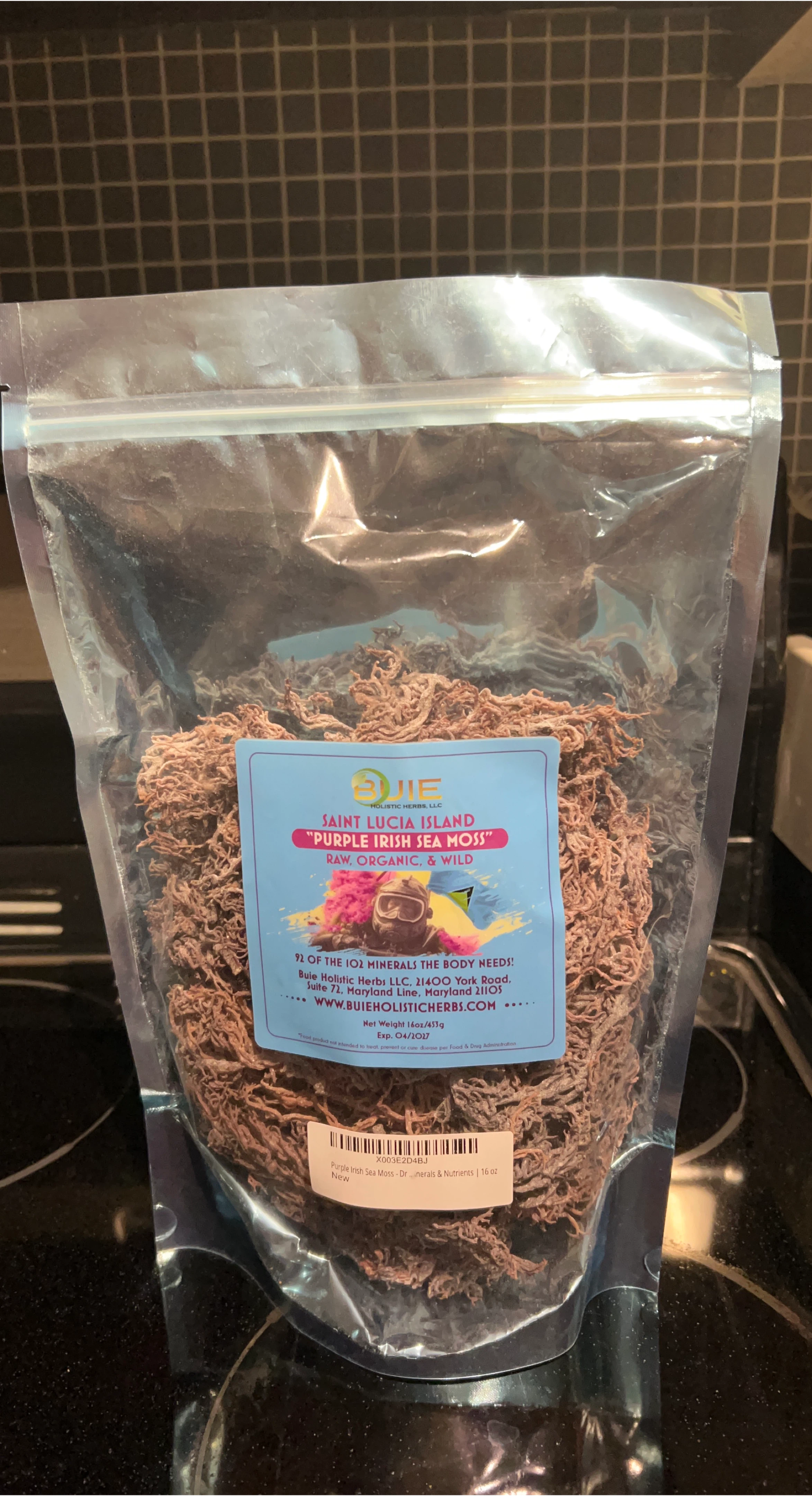 New Buie Holistic Herbs Purple Irish Sea Moss 16oz