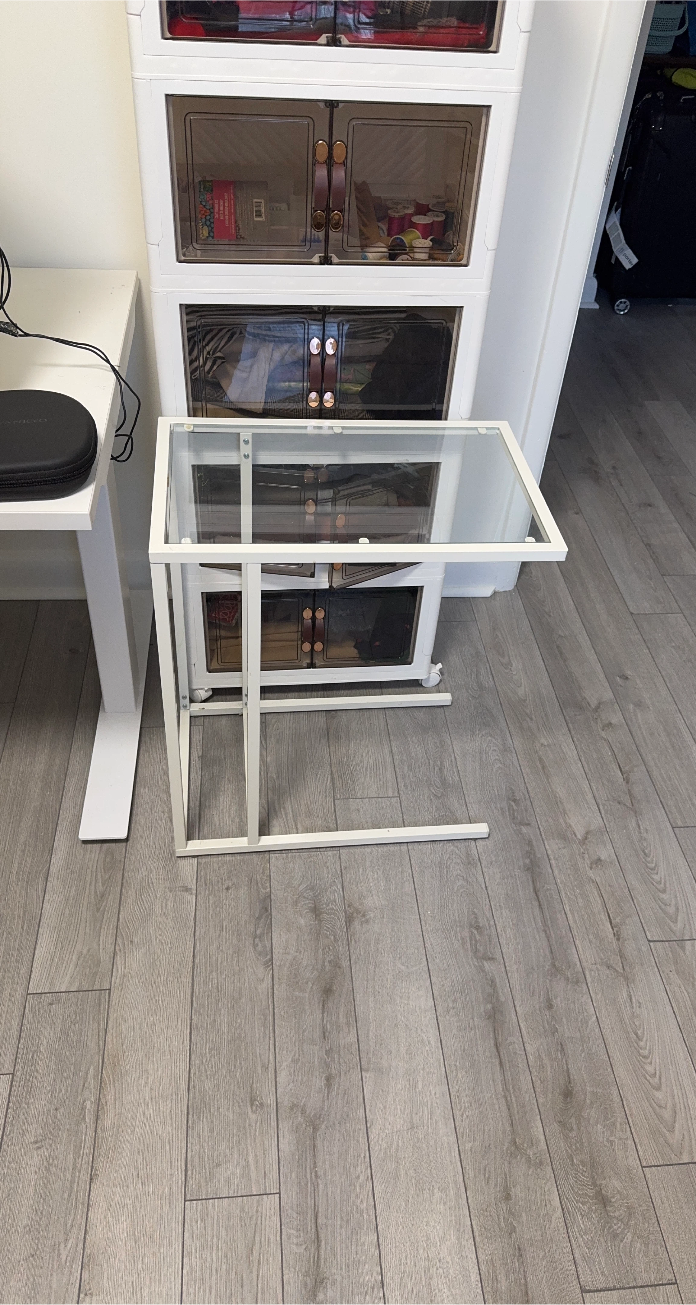 IKEA White Glass Top Side Table