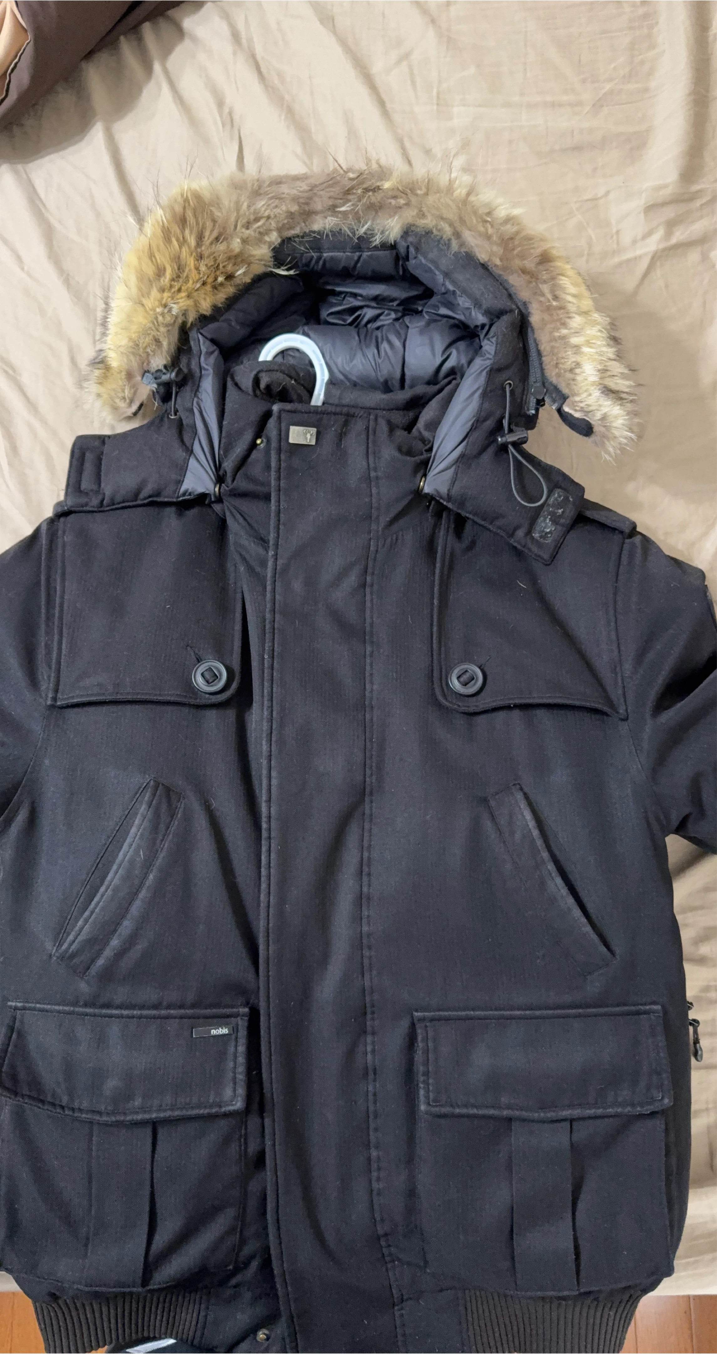 Nobis Black Winter Jacket with Fur Hood