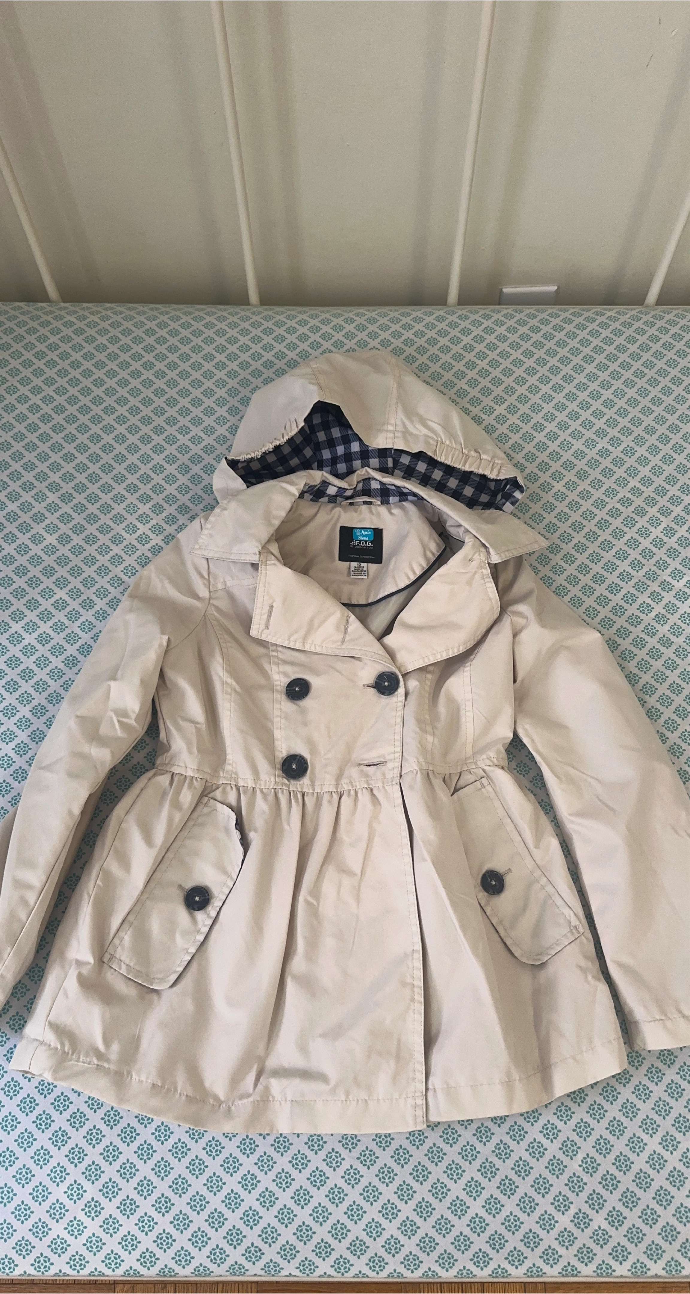 Tip Top Kids Beige Hooded Trench Coat - Size 7/8