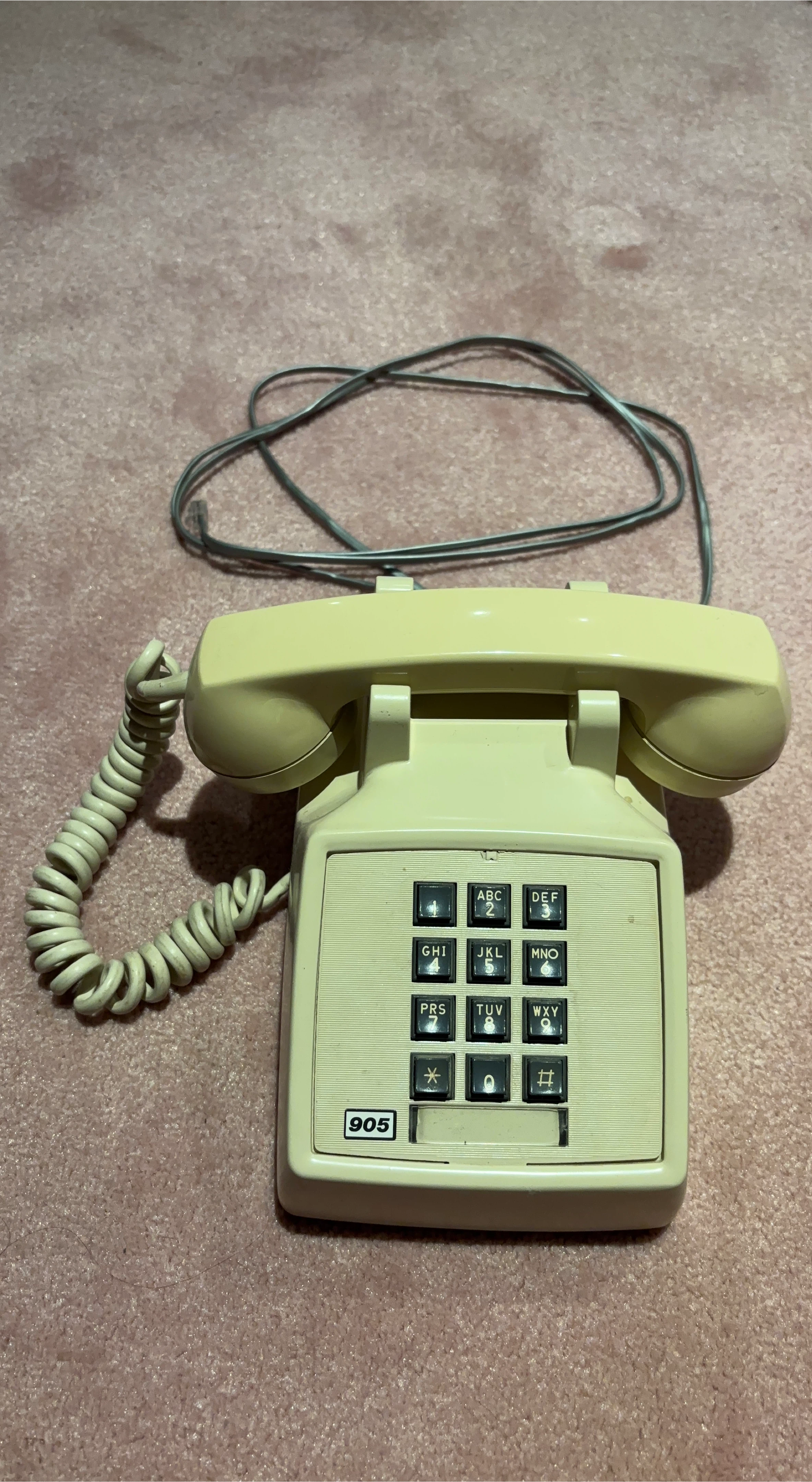 Vintage Beige Push Button Desk Phone