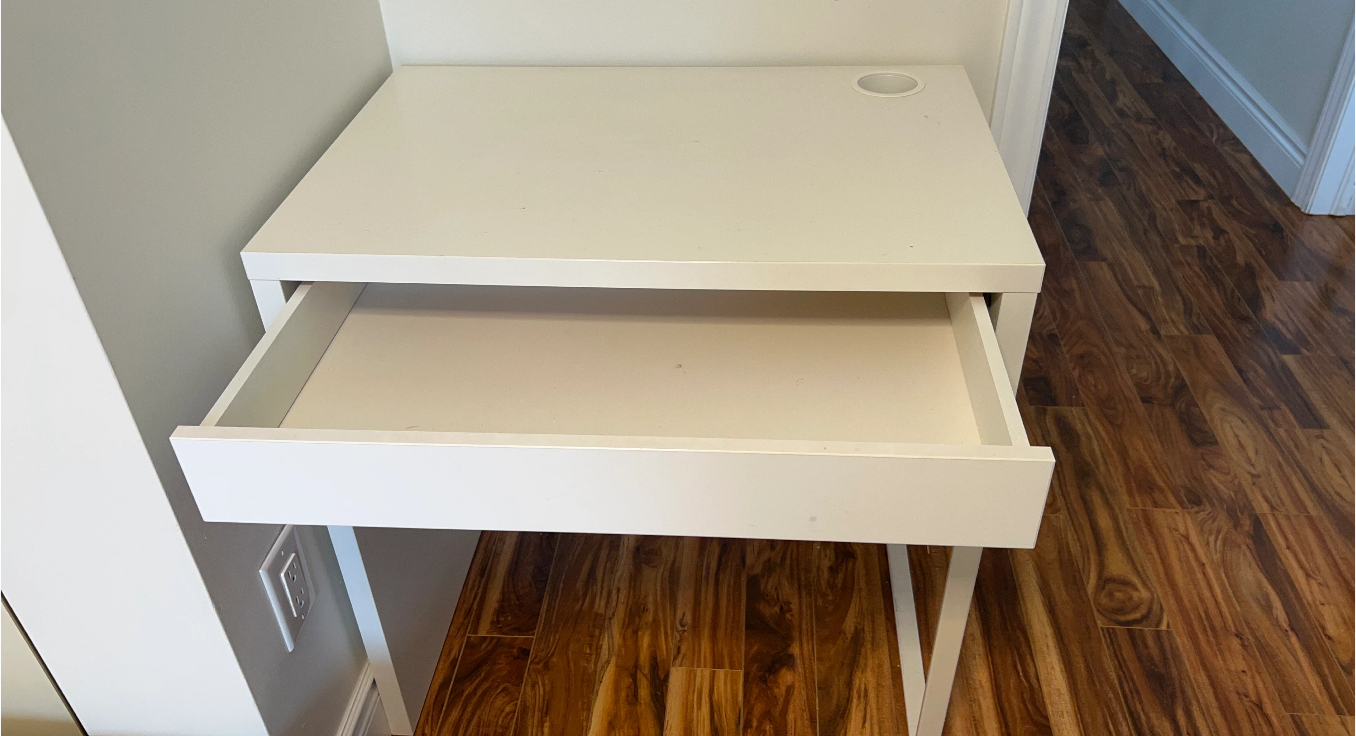 White Desk with Drawer, IKEA MICKE Desk