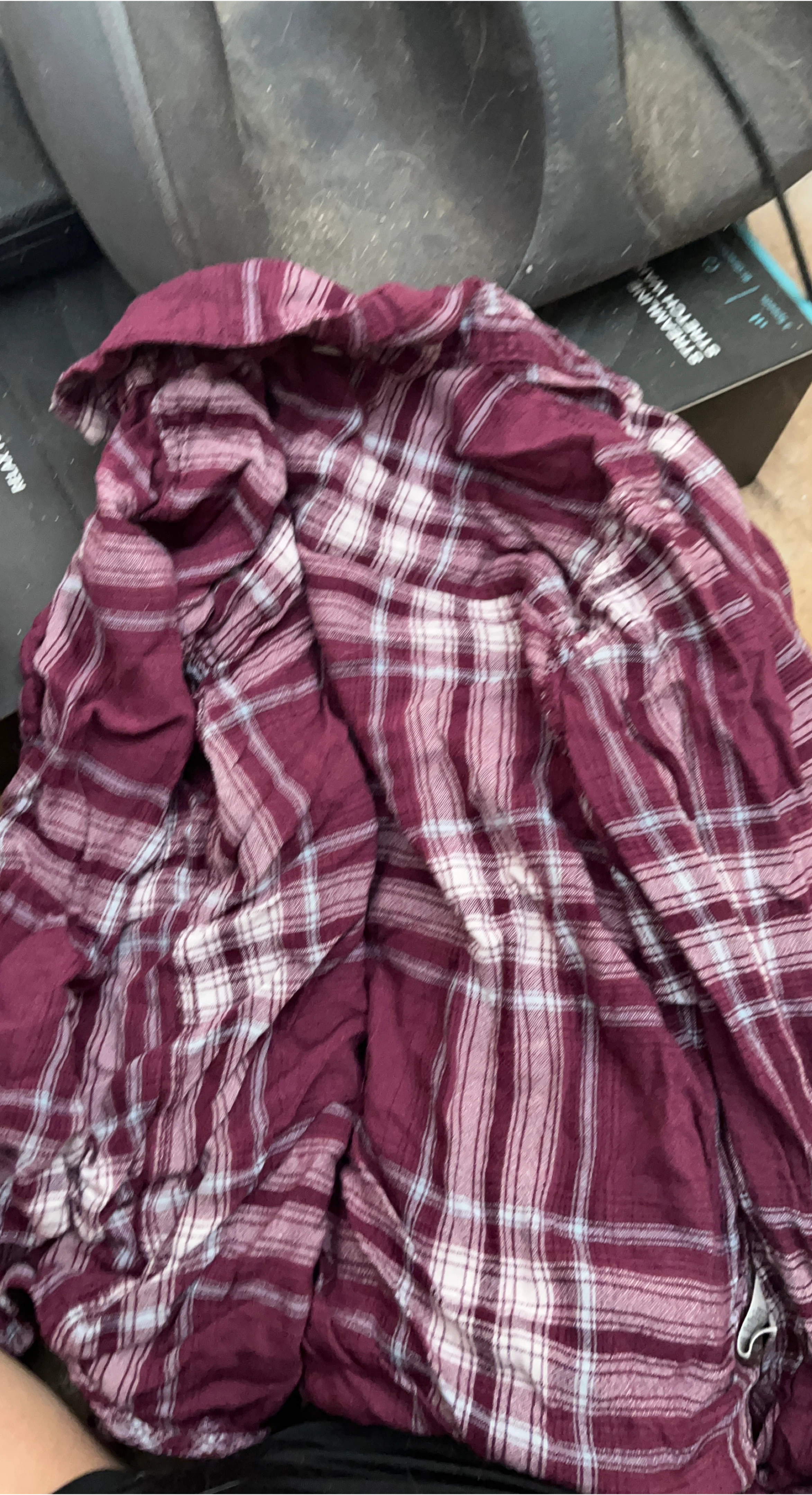 Burgundy Plaid Flannel Shirt