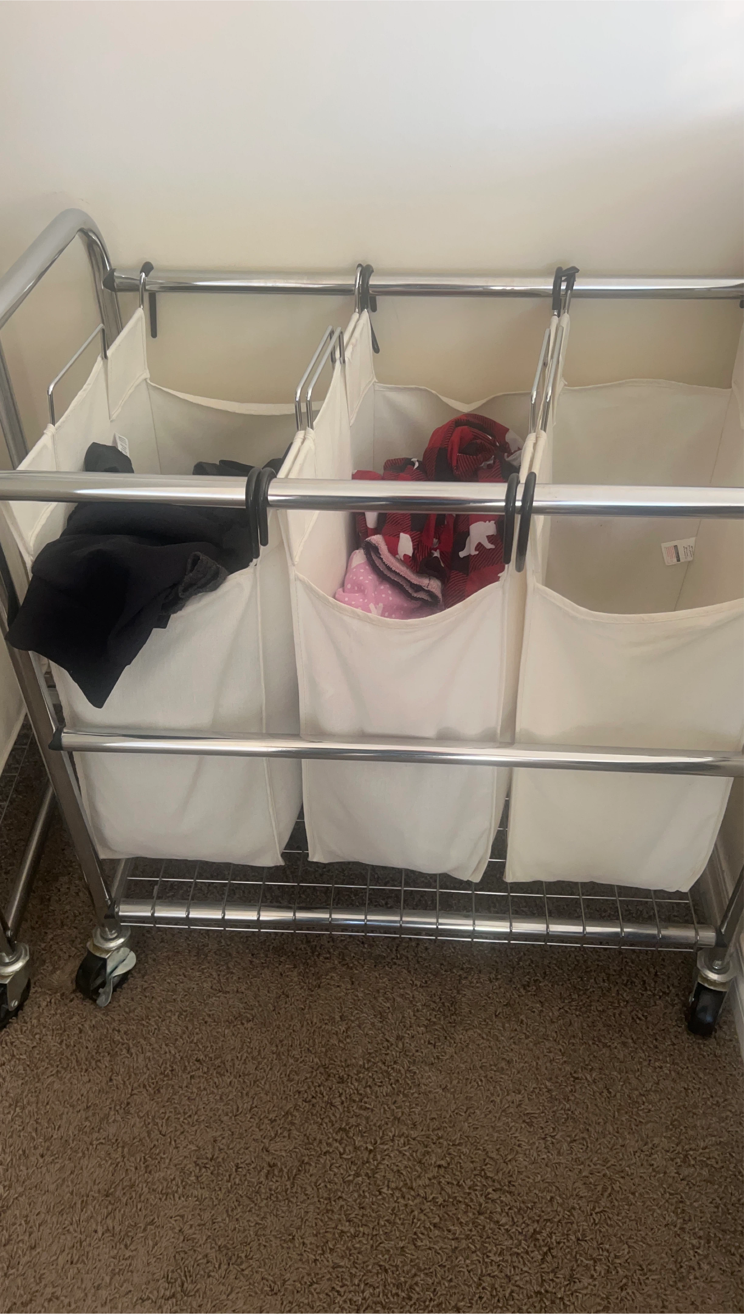 Triple Laundry Sorter Cart