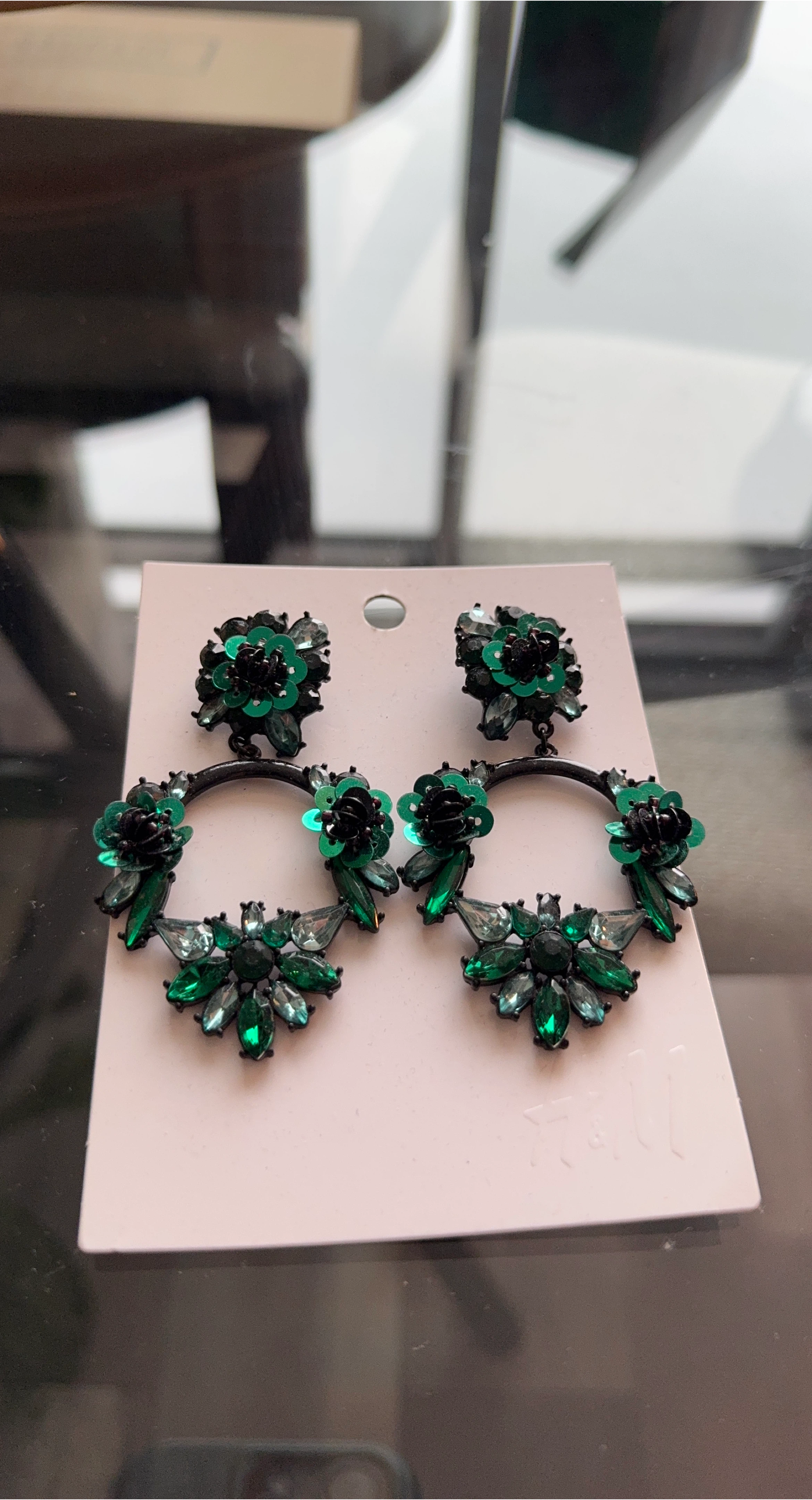 New Statement Earrings - Green & Black
