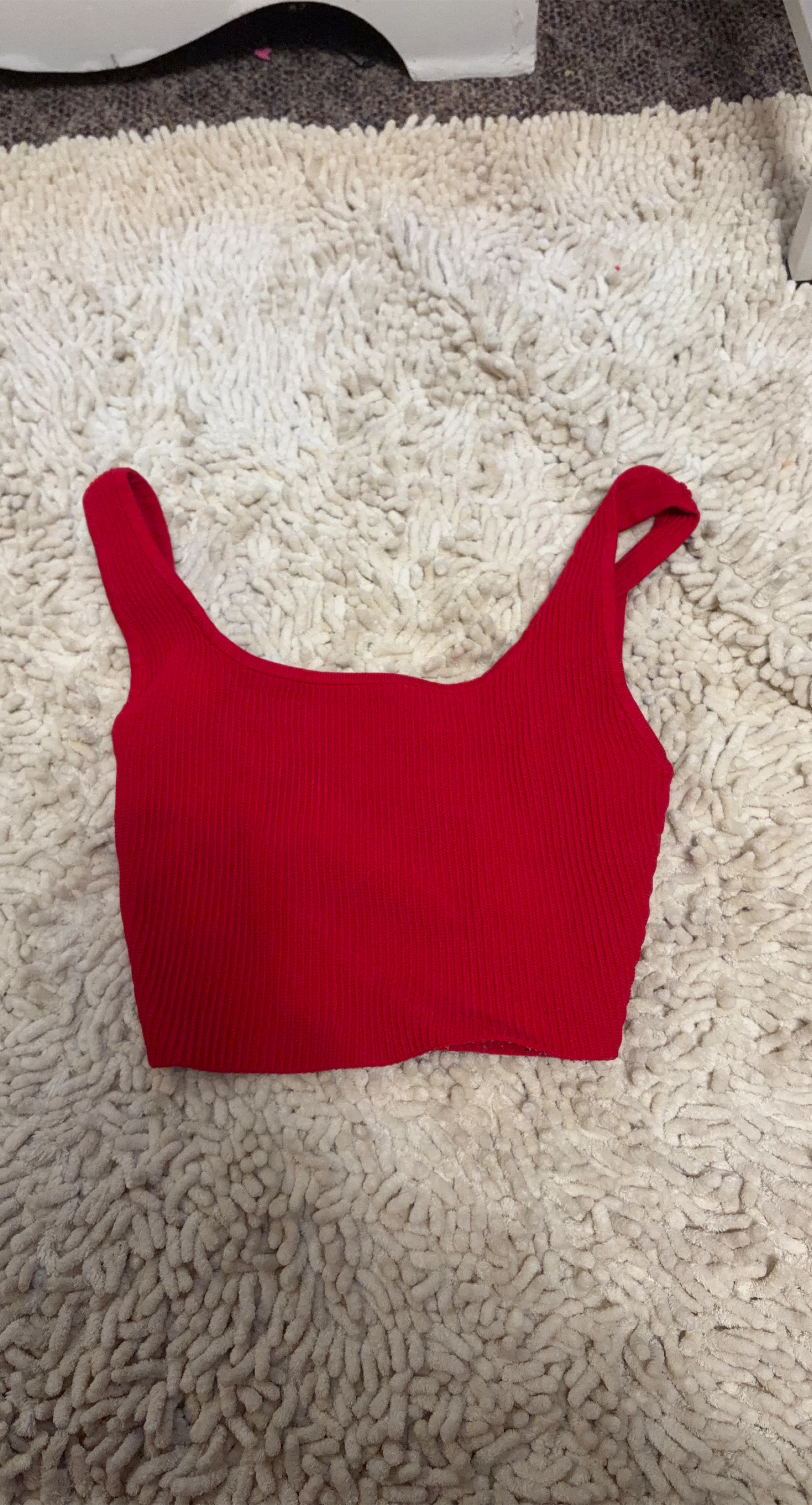 Red Ribbed Tank Top