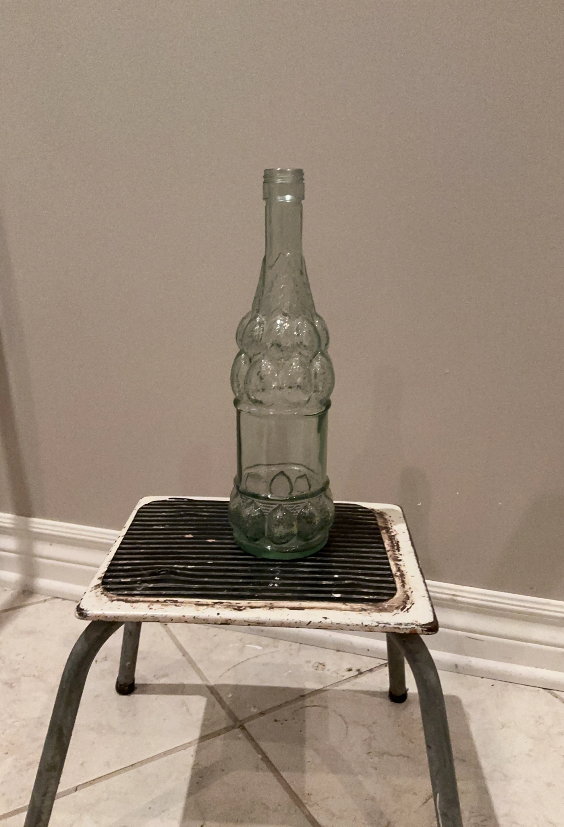 Vintage Textured Green Glass Bottle