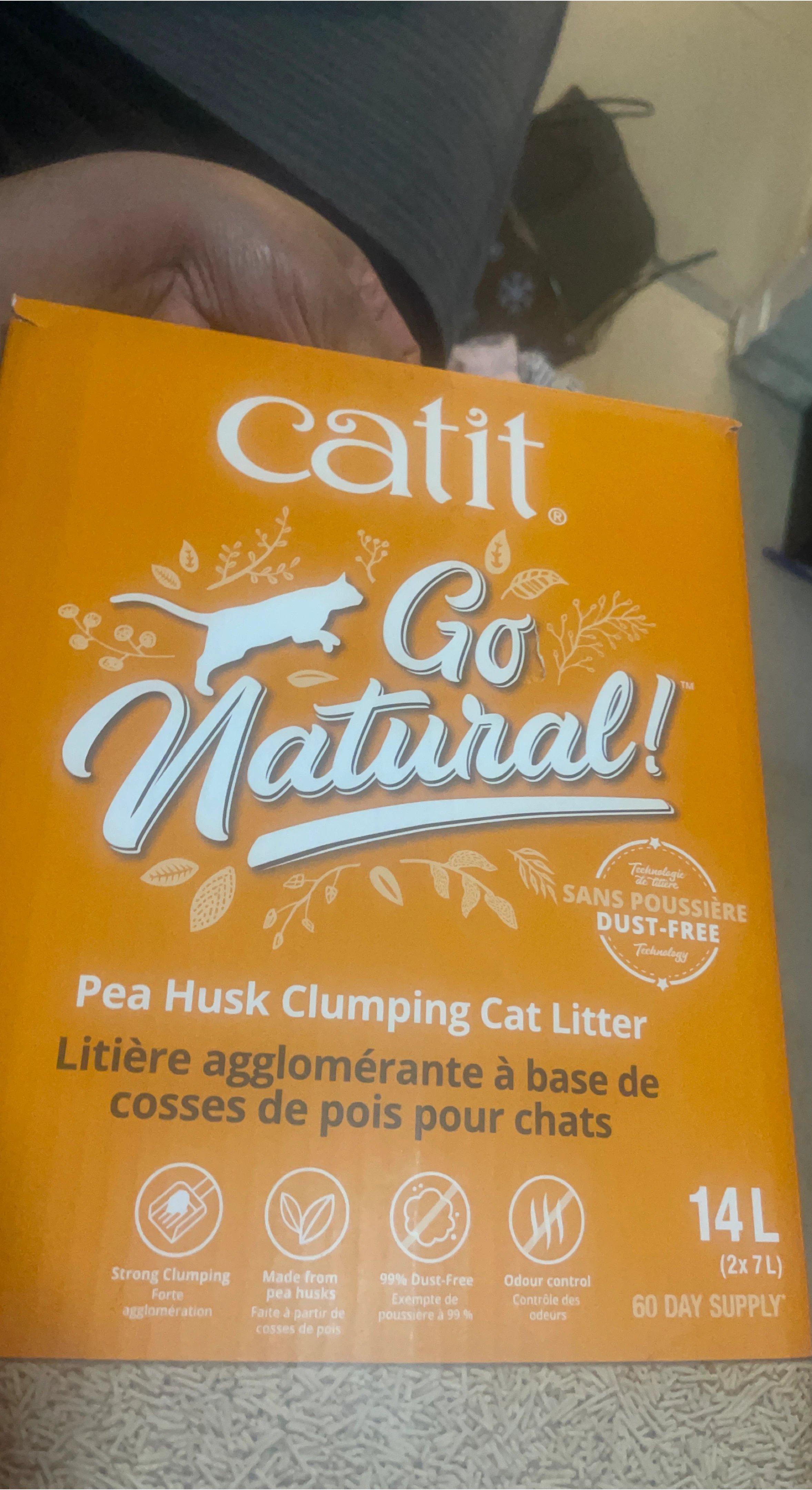 2 Boxes of Catit Go Natural! Pea Husk Clumping Cat Litter - 14L