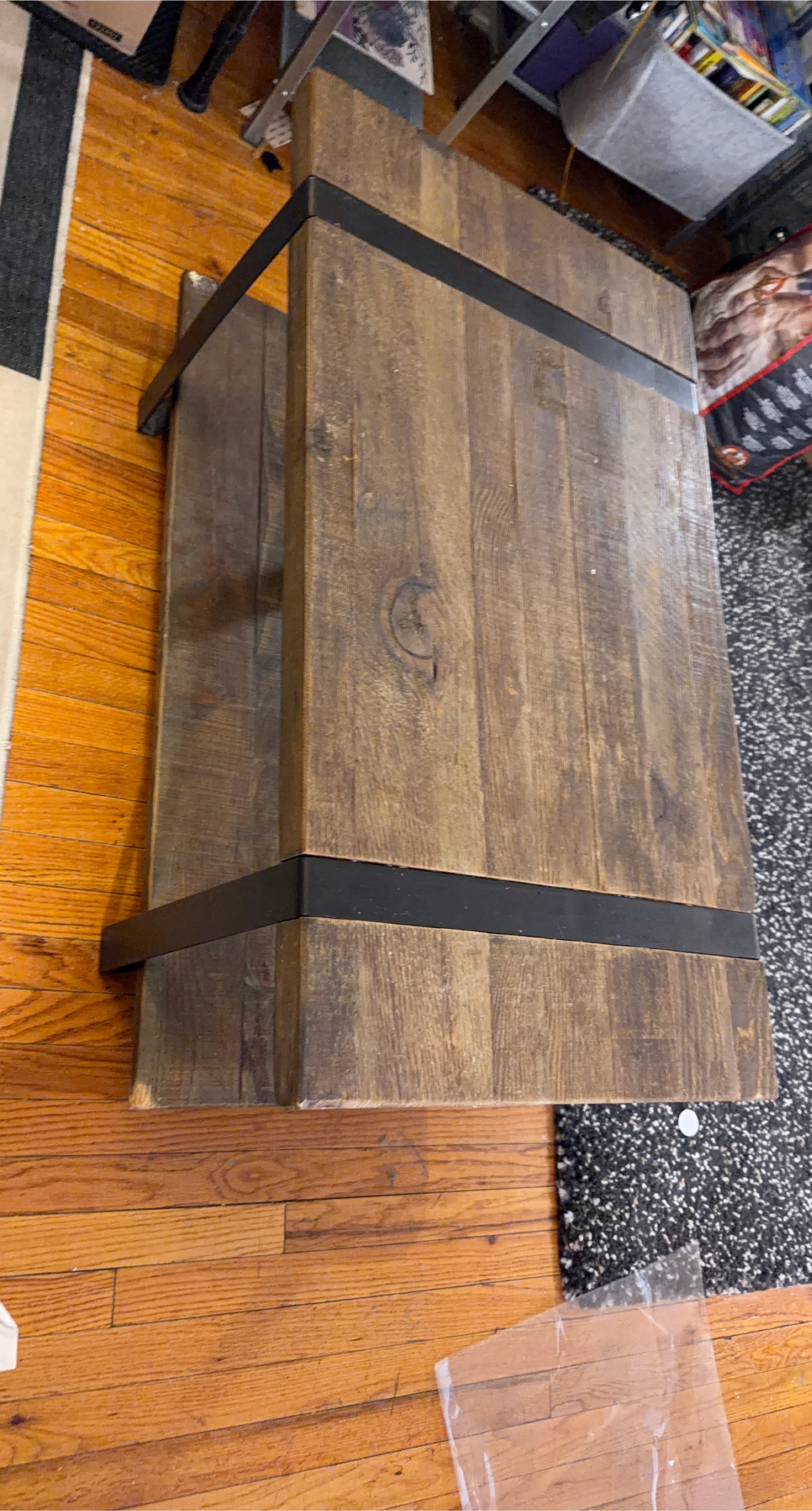 Rustic Wood Coffee Table with Black Metal Accents - photo 2