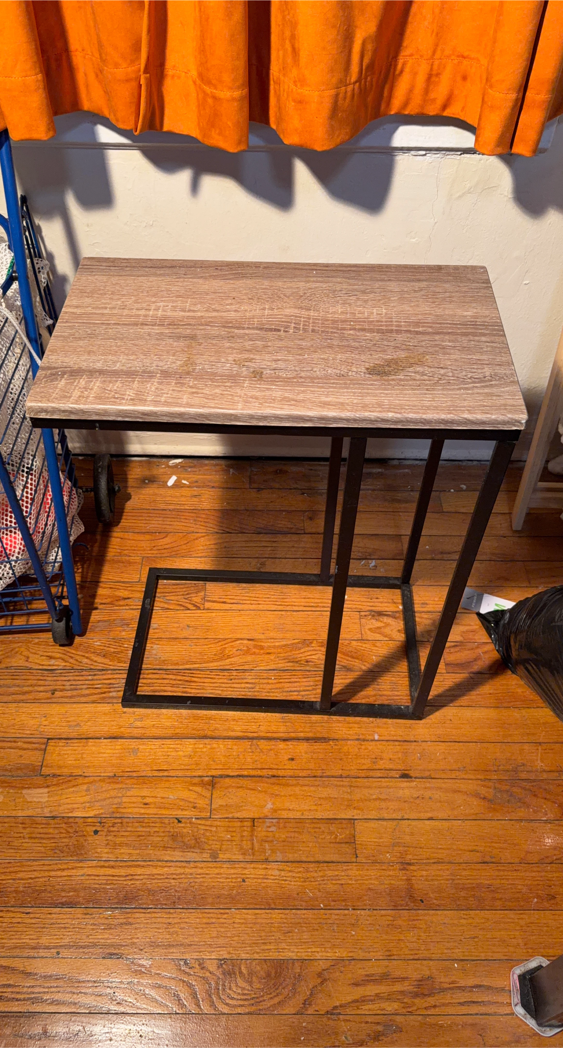 C-Table with Wood Top and Metal Frame
