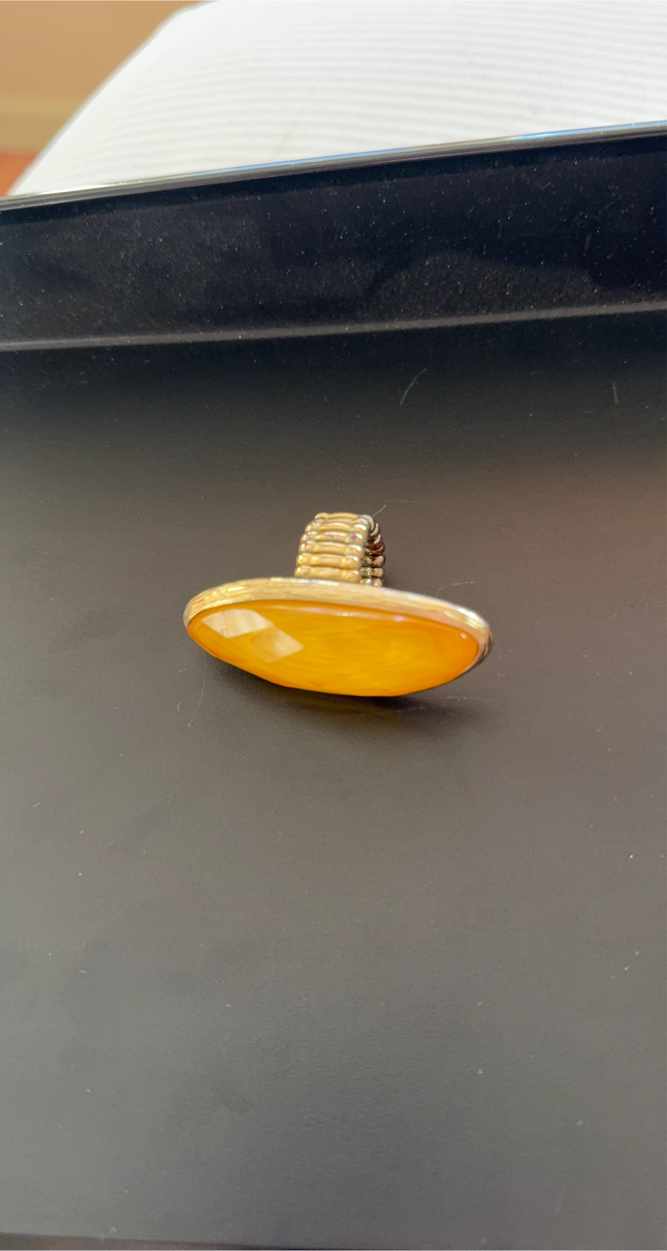 Vintage Adjustable Amber-Colored Ring