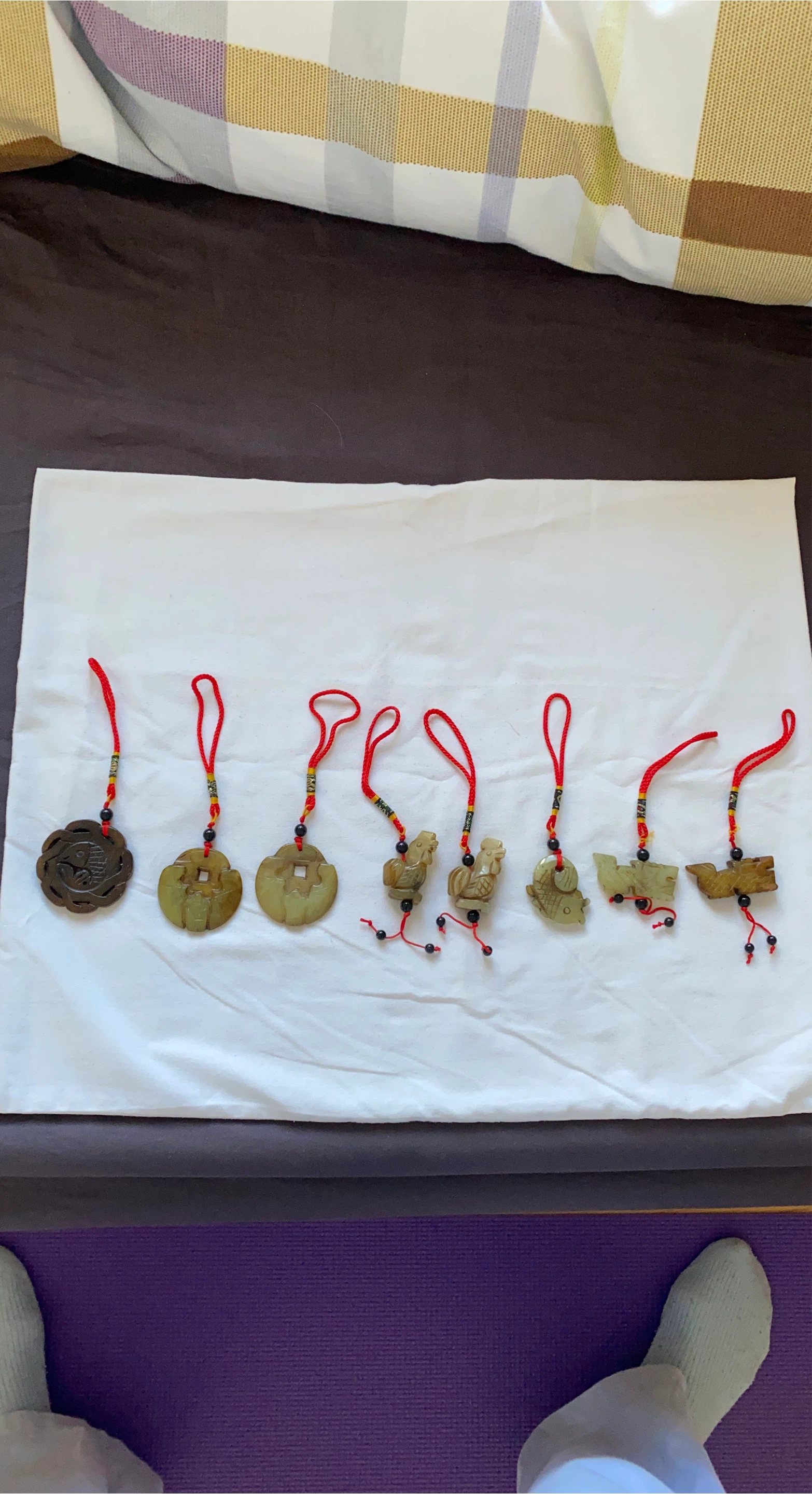 Jade Charms with Red Cord