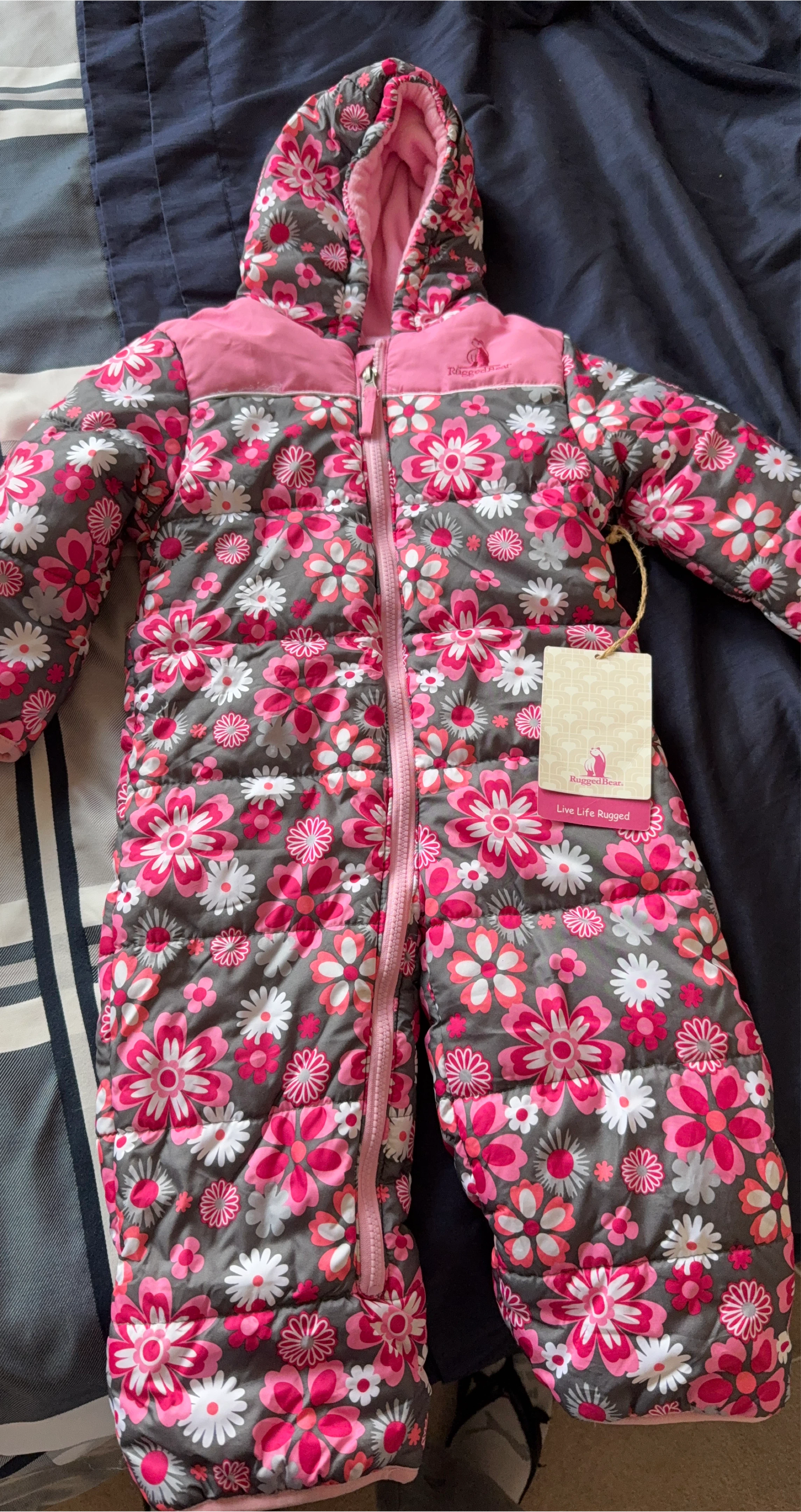 Rugged Bear Baby Snowsuit - Pink Floral
