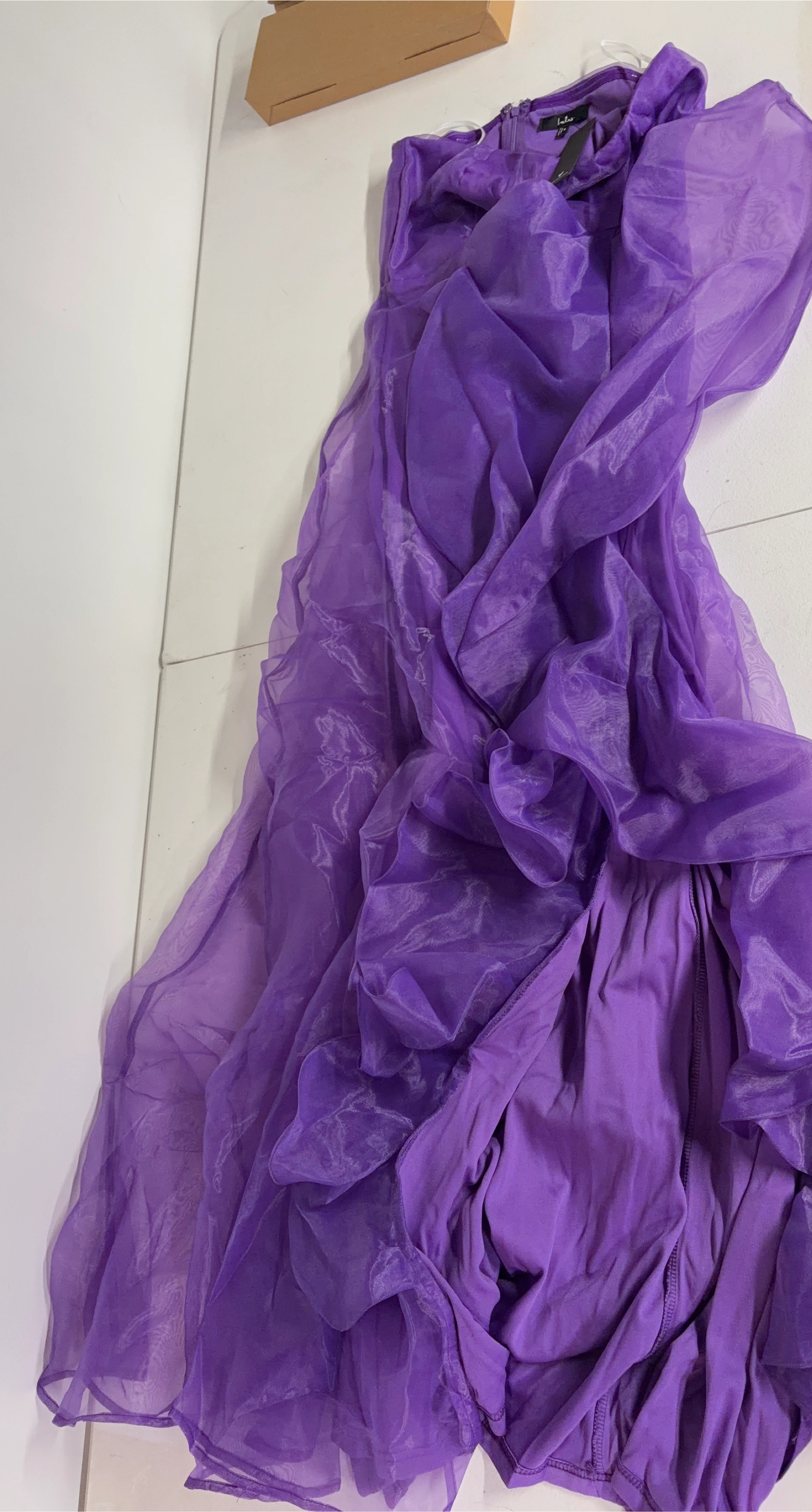 Lulus Purple Strapless Ruffle Gown