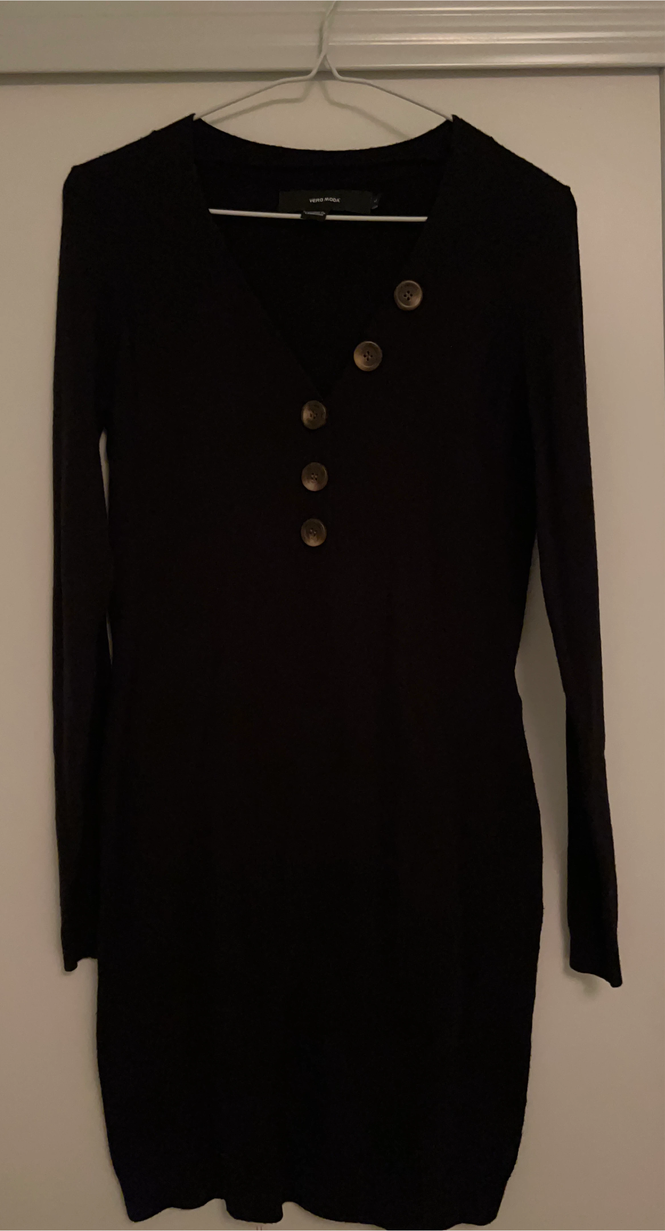 Vero Moda Black Button Neck Sweater Dress