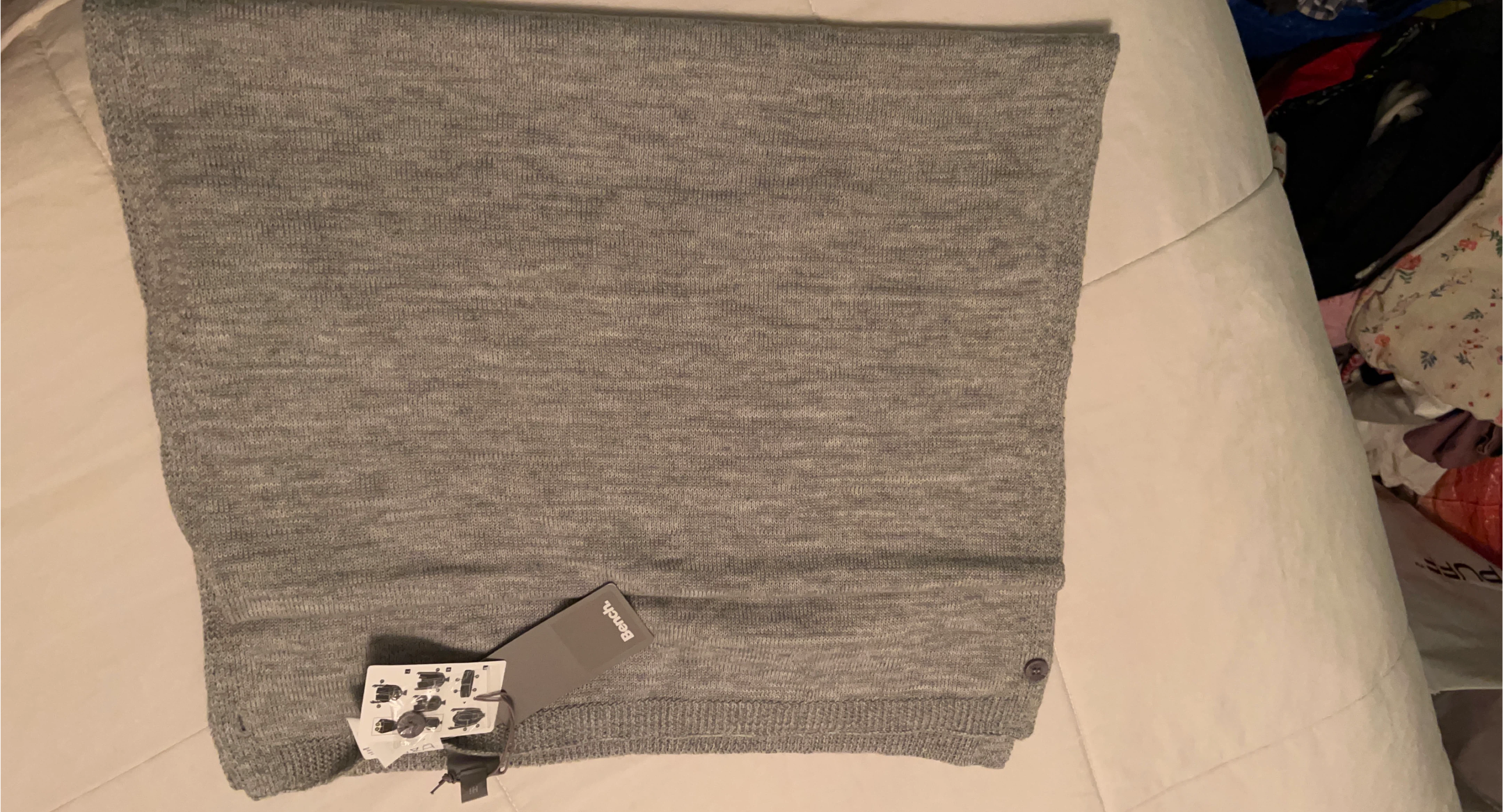 Bench Grey Knit Scarf with Buttons