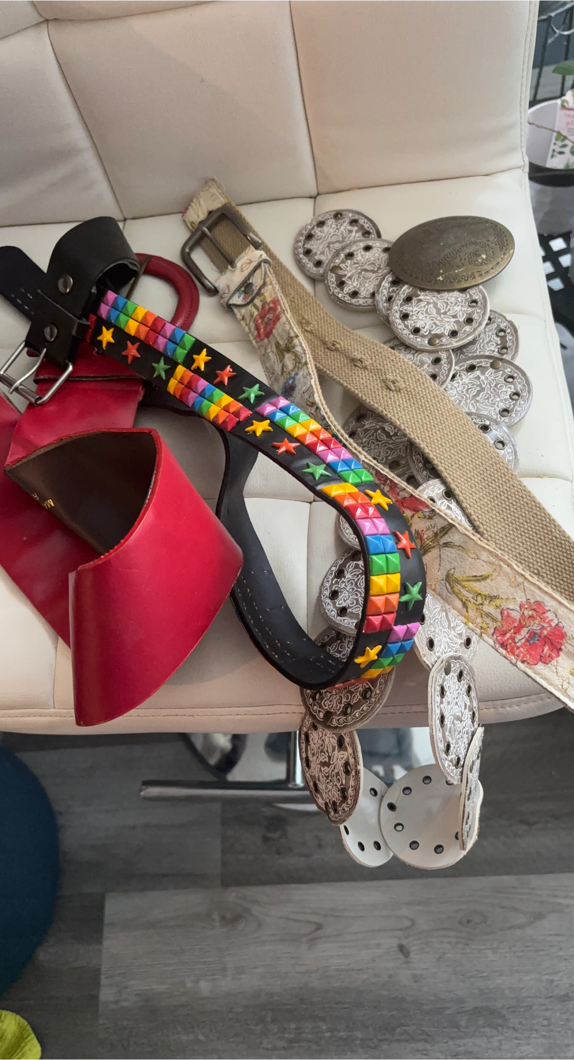 Assorted Belts - Rainbow Studded, Floral, and Embellished Styles