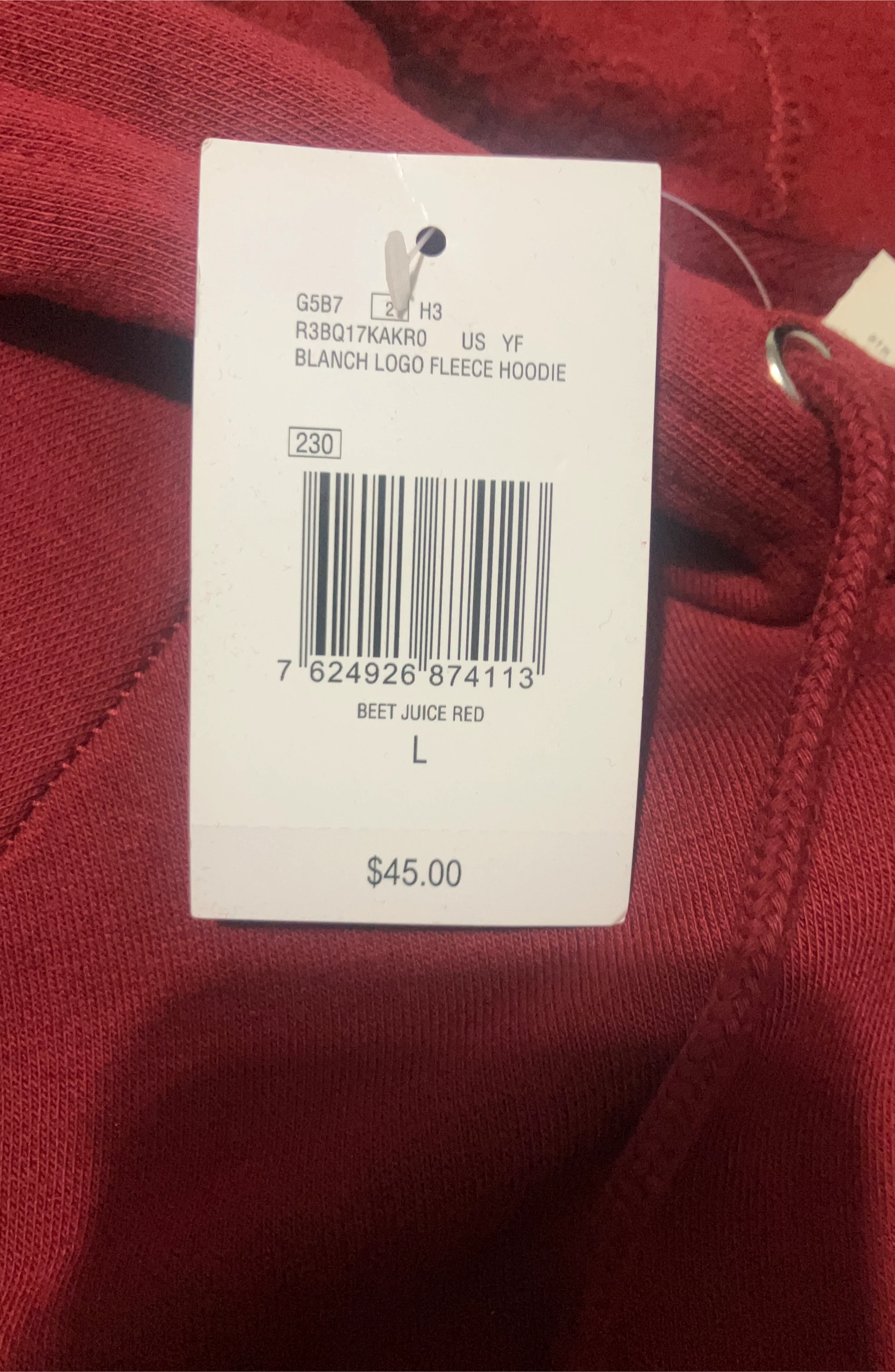 Guess Blanch Logo Fleece Hoodie - Beet Juice Red - L