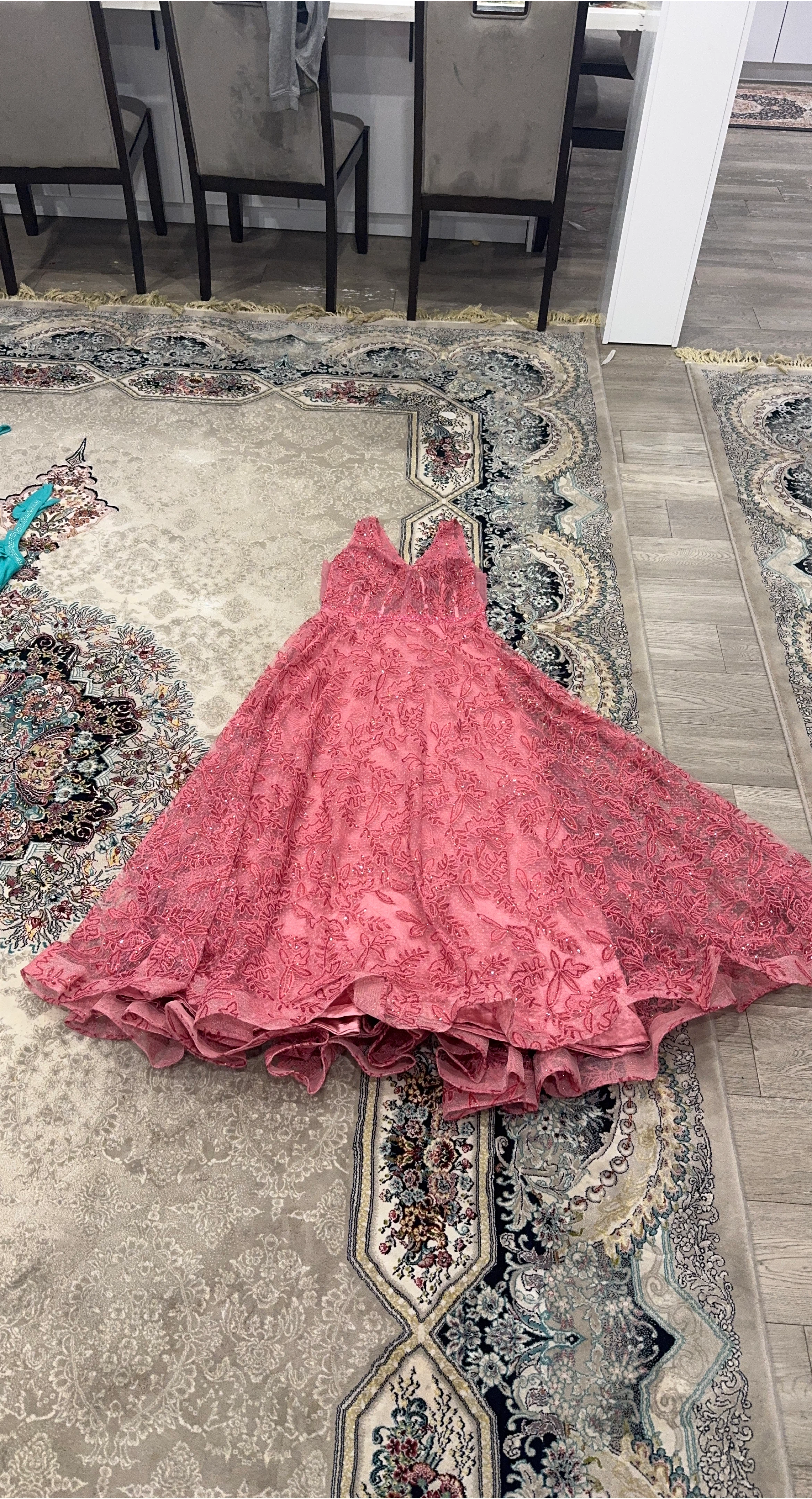 AIMAKA Pink Beaded Lace Gown Dress XXL