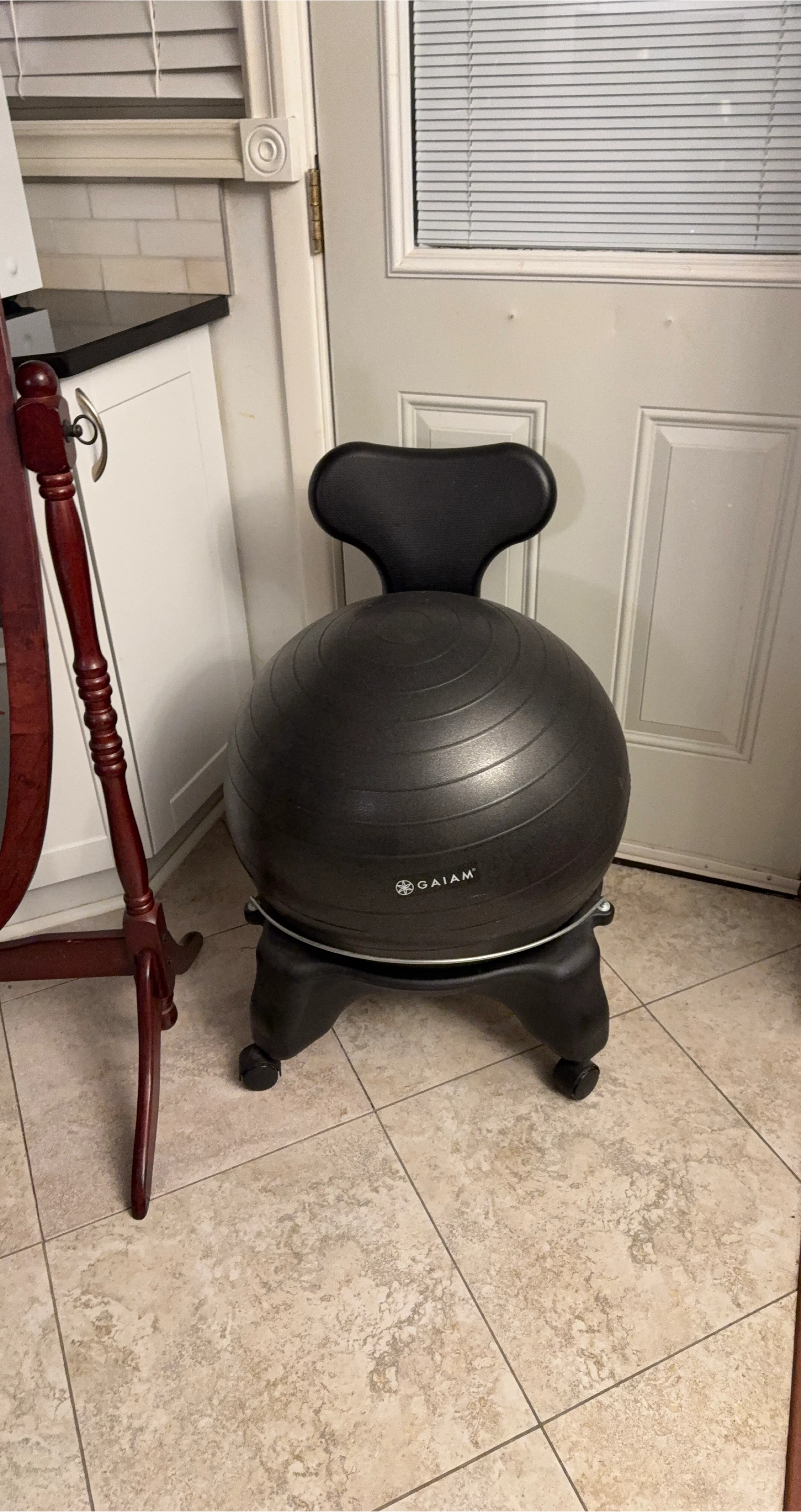 Gaiam Black Balance Ball Chair with Back Support