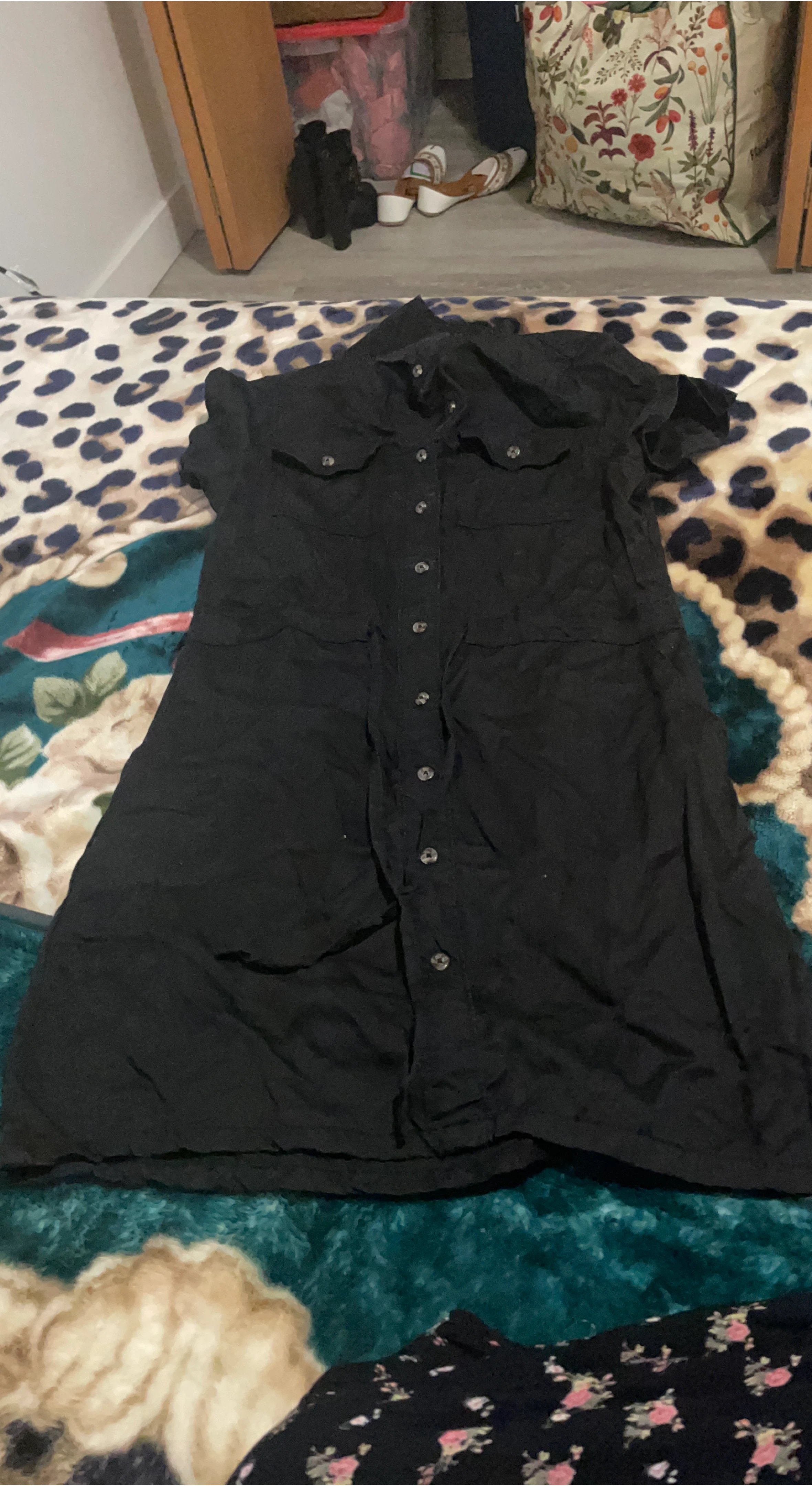 Streetwear Society Black Button-Up Shirt Dress Size S