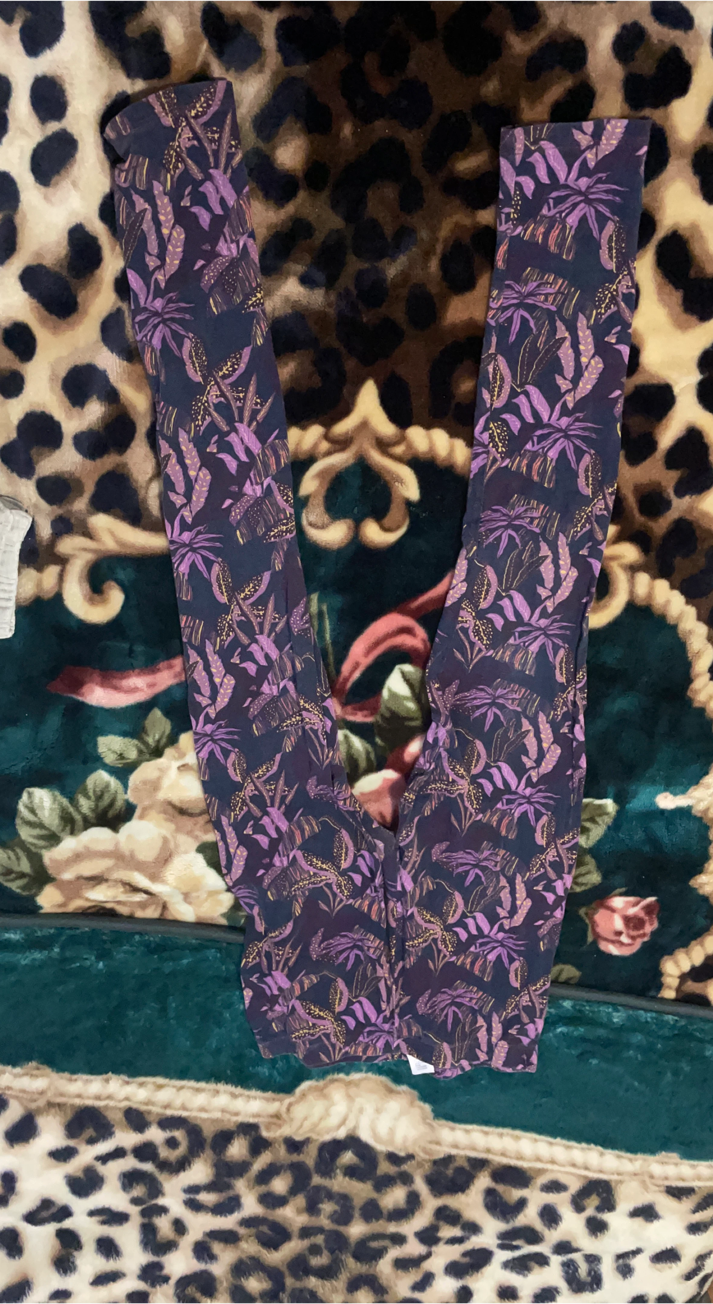 M&Co Kids Purple Floral Leggings Size 13-14Y