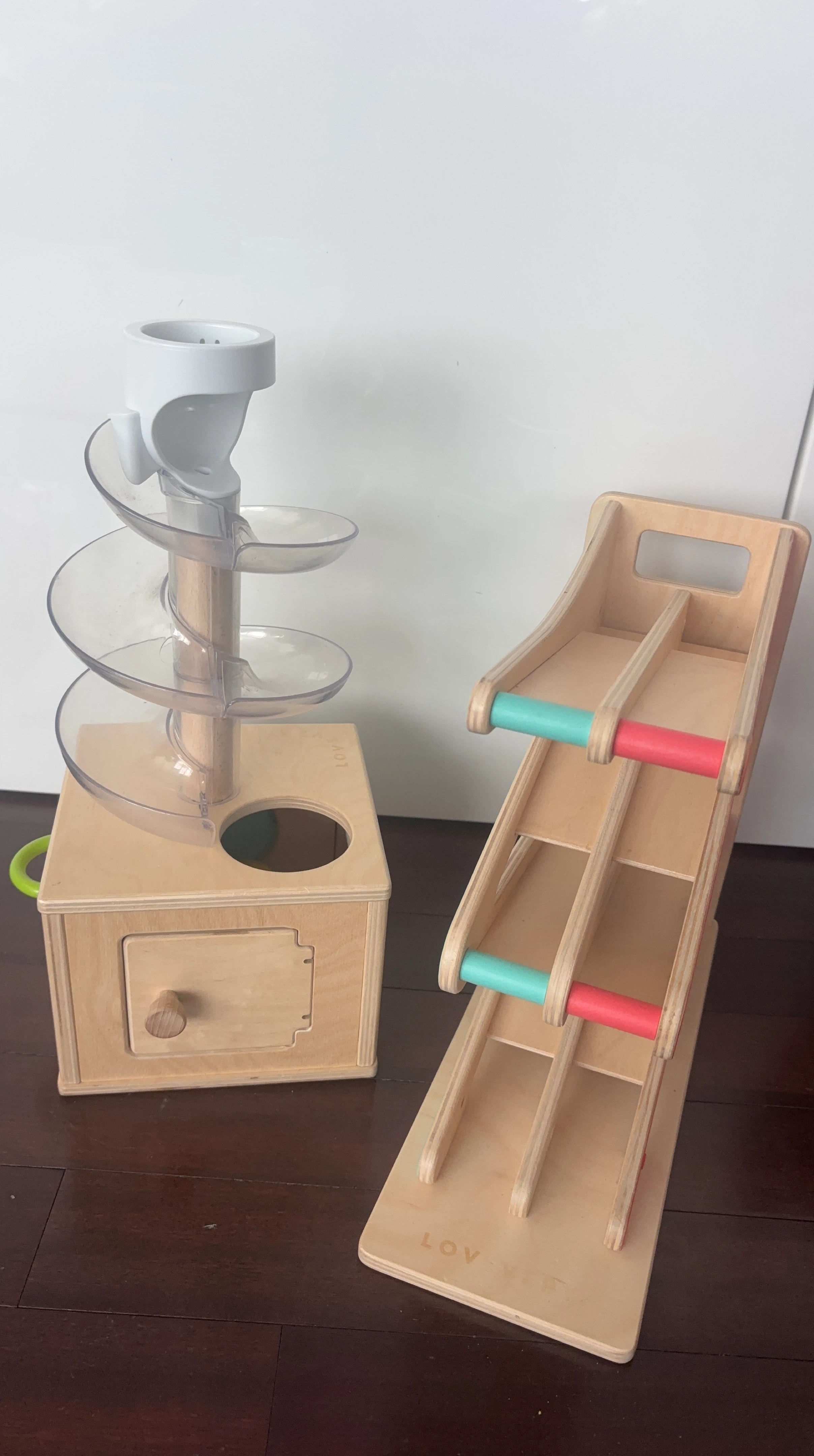 LOVEVERY Wooden Ball Run & Ramp Toy Set