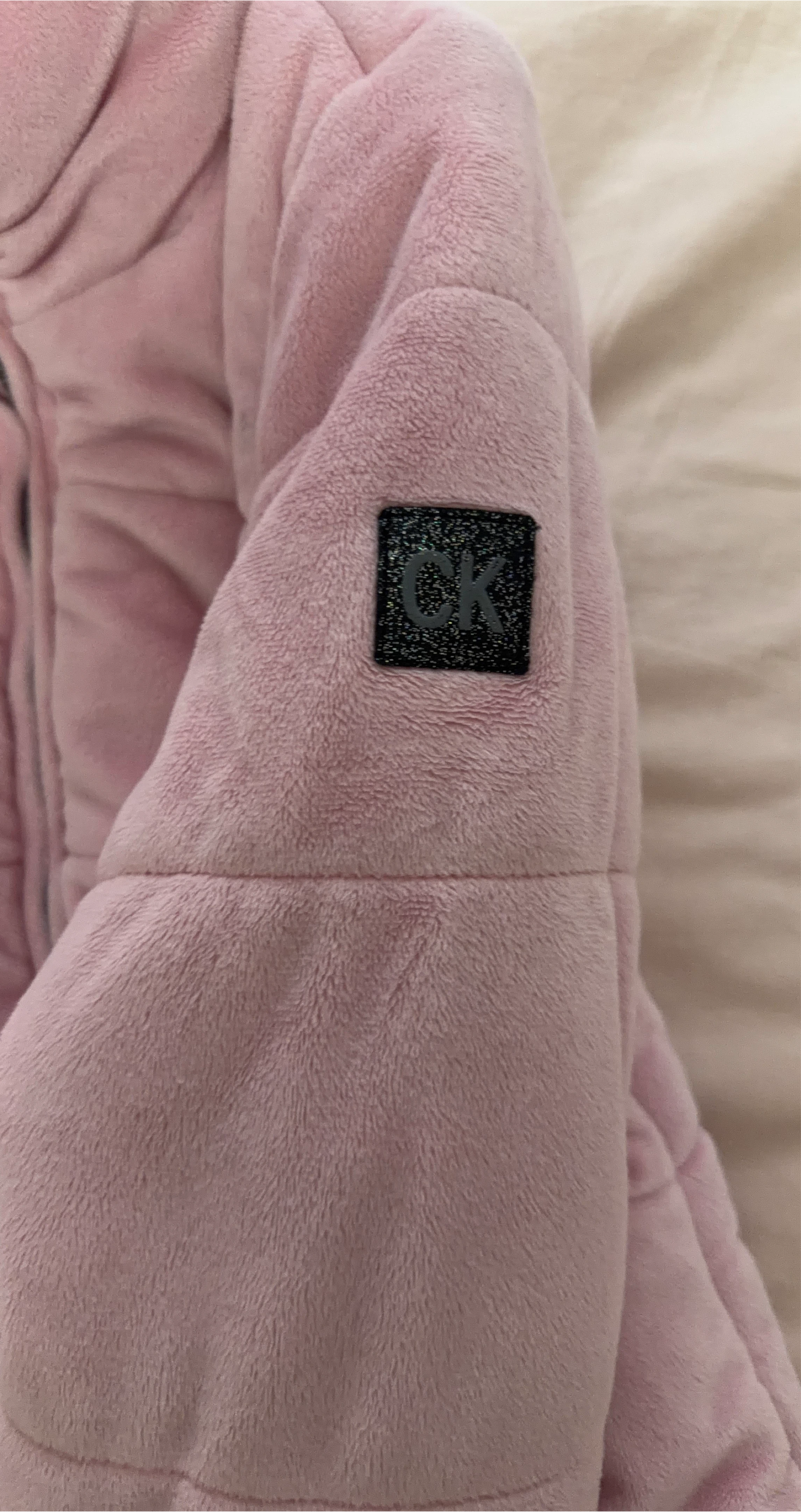 Calvin Klein Pink Velour Puffer Jacket