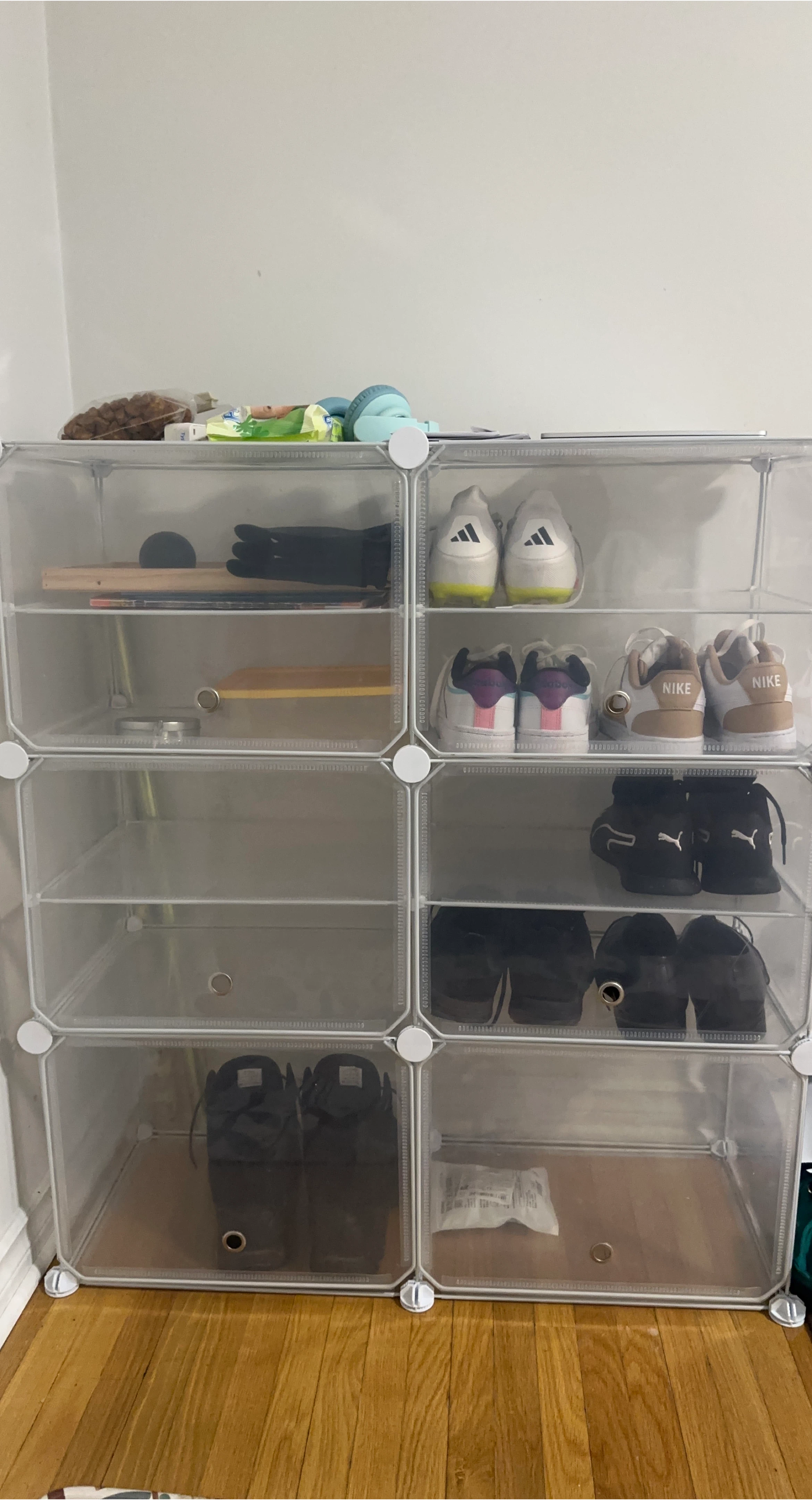 Clear Plastic Shoe Storage Cabinet - 8 Cubbies