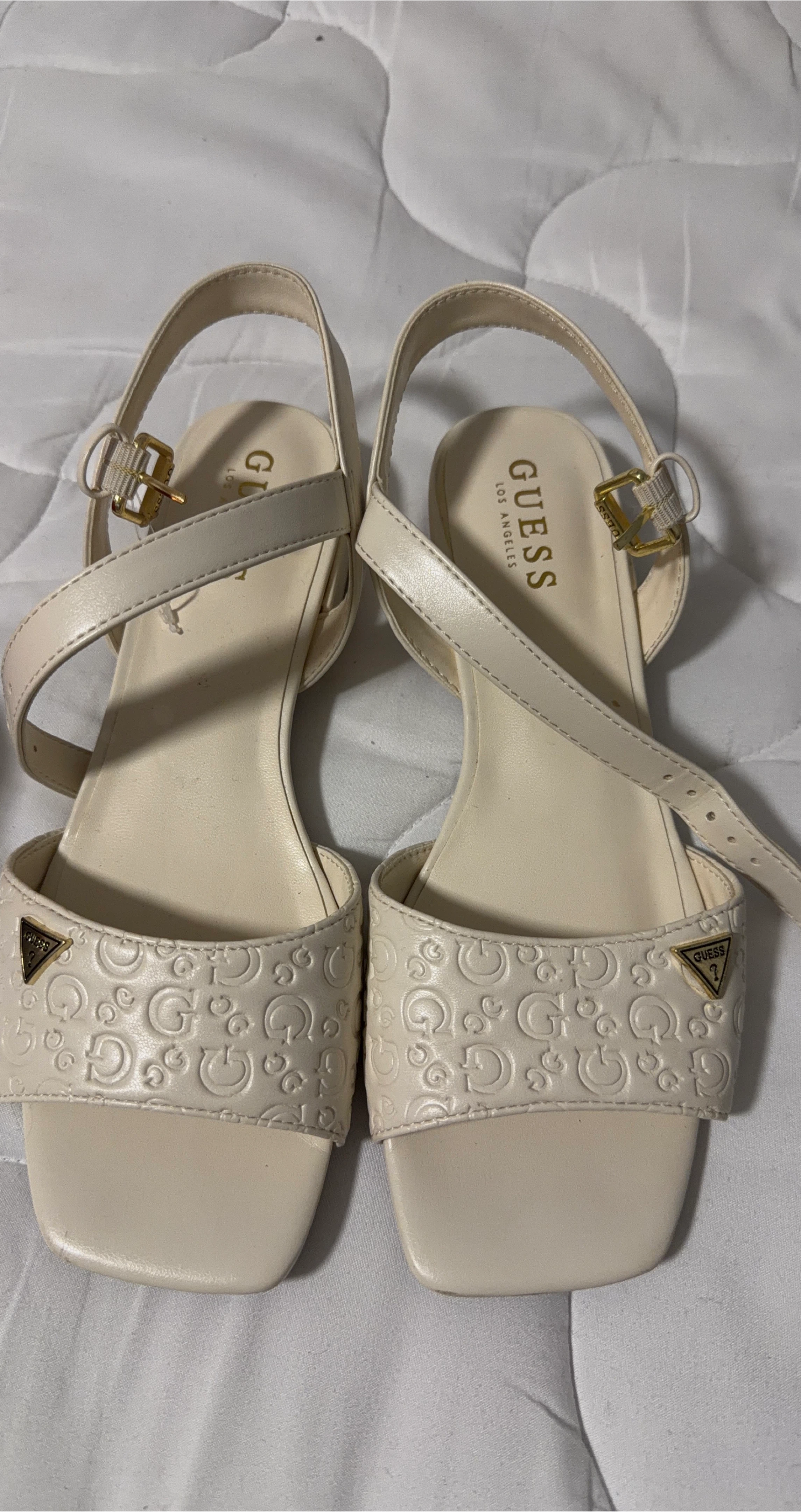 Guess "G" Logo Cream Sandals